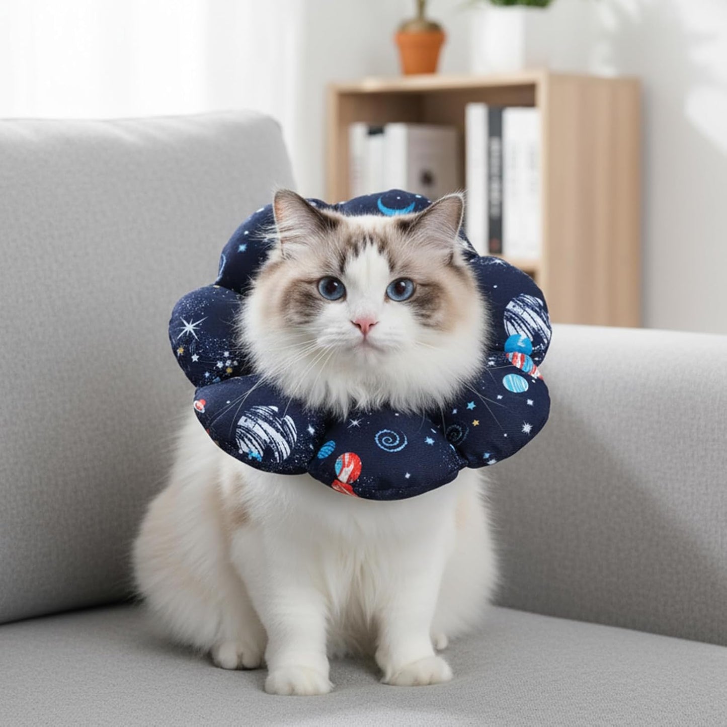Cat Cone Collar Soft Waterproof Cat Recovery Collar Protective Adjustable Cones to Stop Licking After Surgery Cute Pet Pillow for Small Animal Cats Kittens Puppies