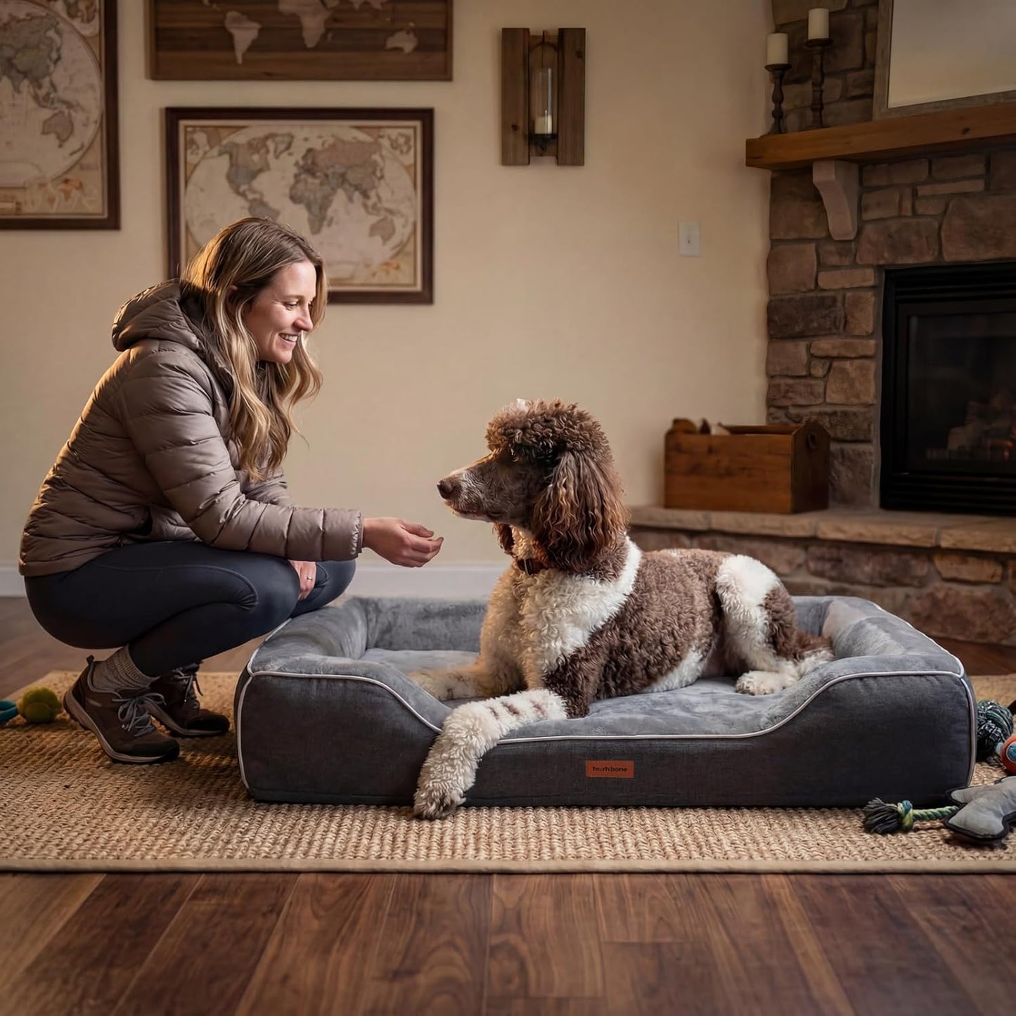 Orthopedic Dog Beds for Large Dogs with Cooling Gel Memory Foam & Egg-Crate Foam Waterproof,XLarge Couch Bed with Sides and Removable Washable Cover for Big Breed Senior Pets,Dark Grey