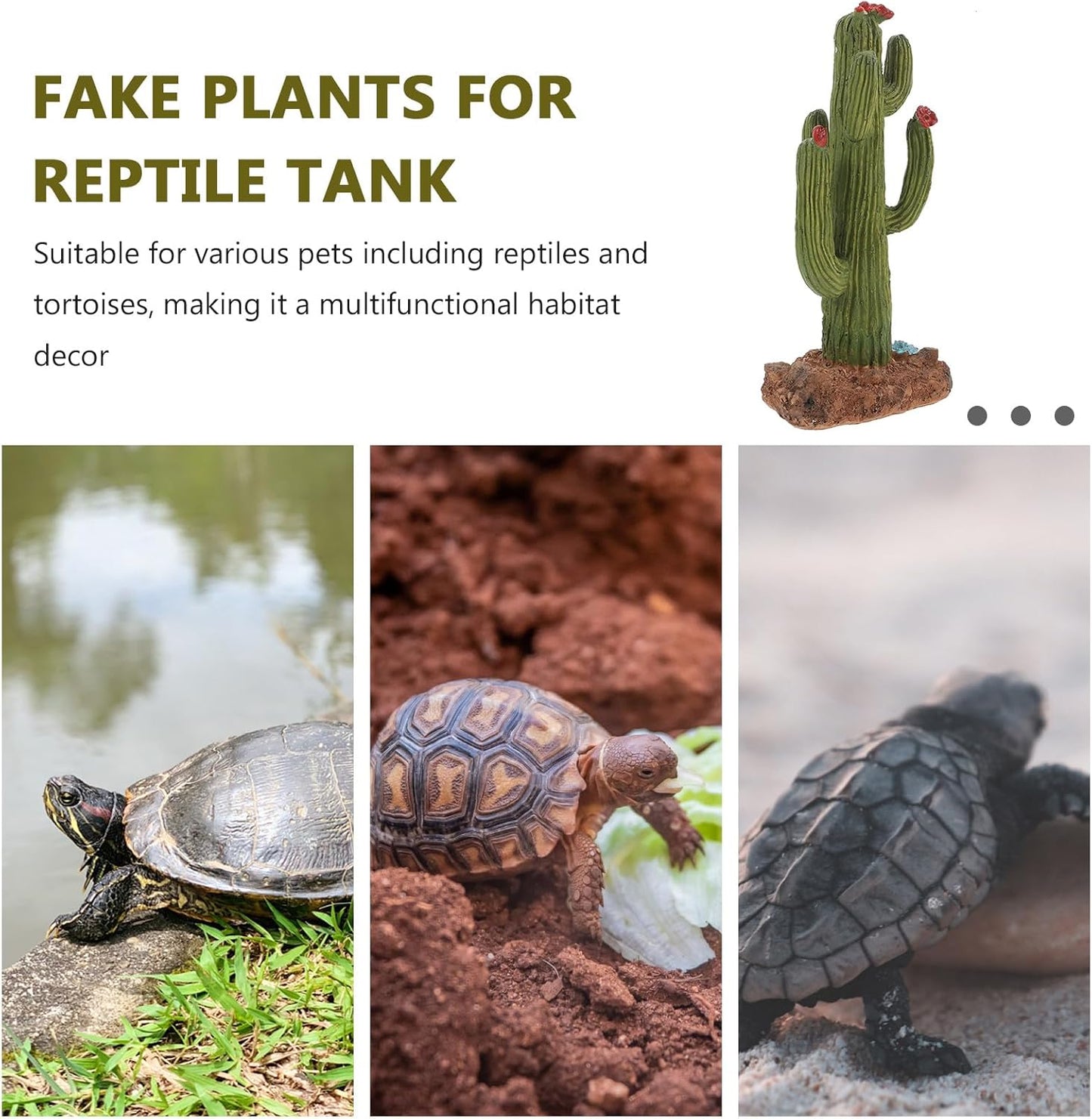 jojofuny Reptile Terrarium Decor Artificial Cactus Plants and Climbing Branch for Desert Habitat, Turtle Tank Accessories with Floating Platform Suitable for Bearded Dragon, Snake, and