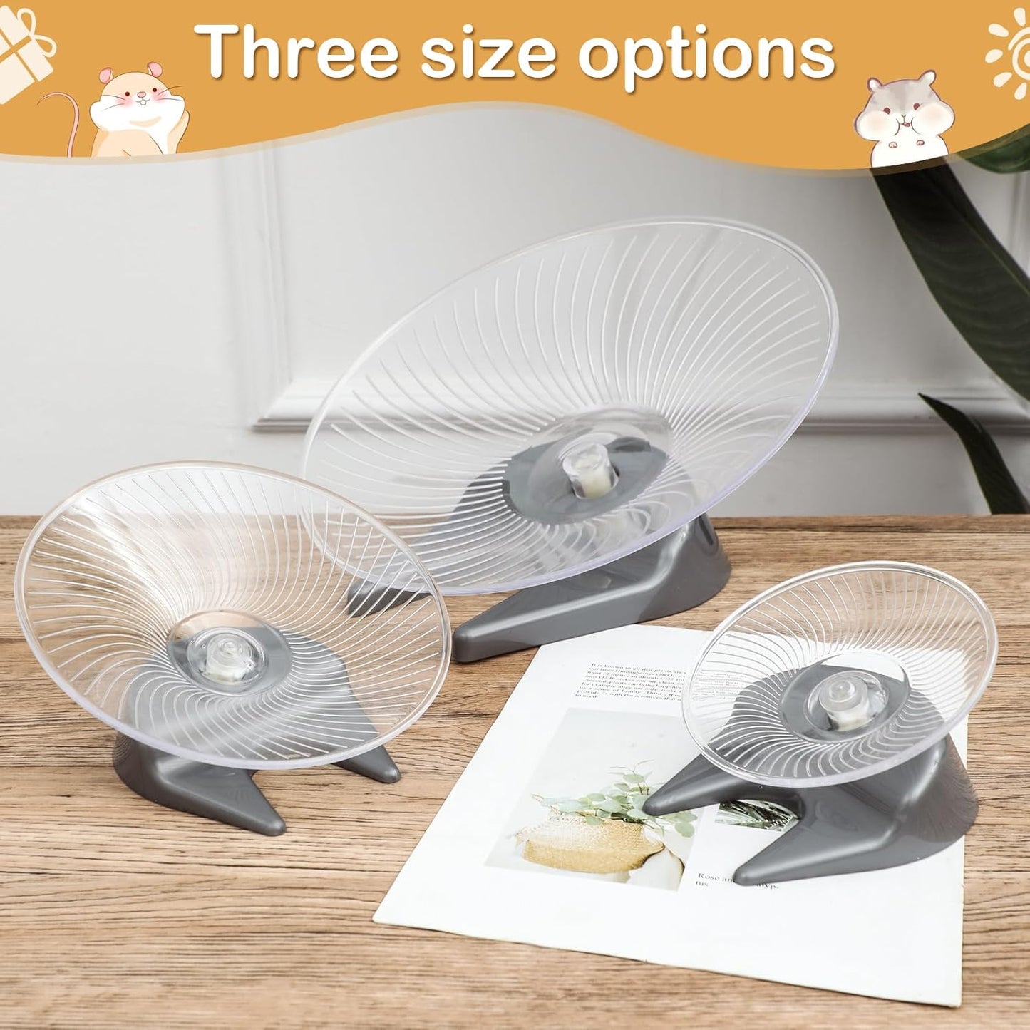 Silent Hamster Exercise Wheels - Quiet Spinner Hamster Running Wheels with Adjustable Stand for Gerbils Mice Or Other Small Animals,Medium