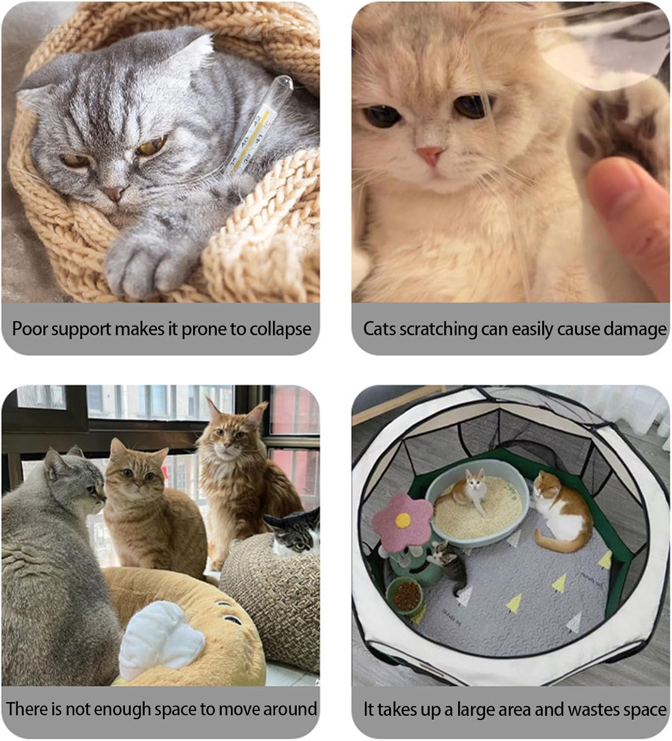 Convertible Cats Playpen Expandable Tunnel Safe Lounging Playpen for Indoor Outdoor Activity Game Tent for Camping Cats Tunnel House