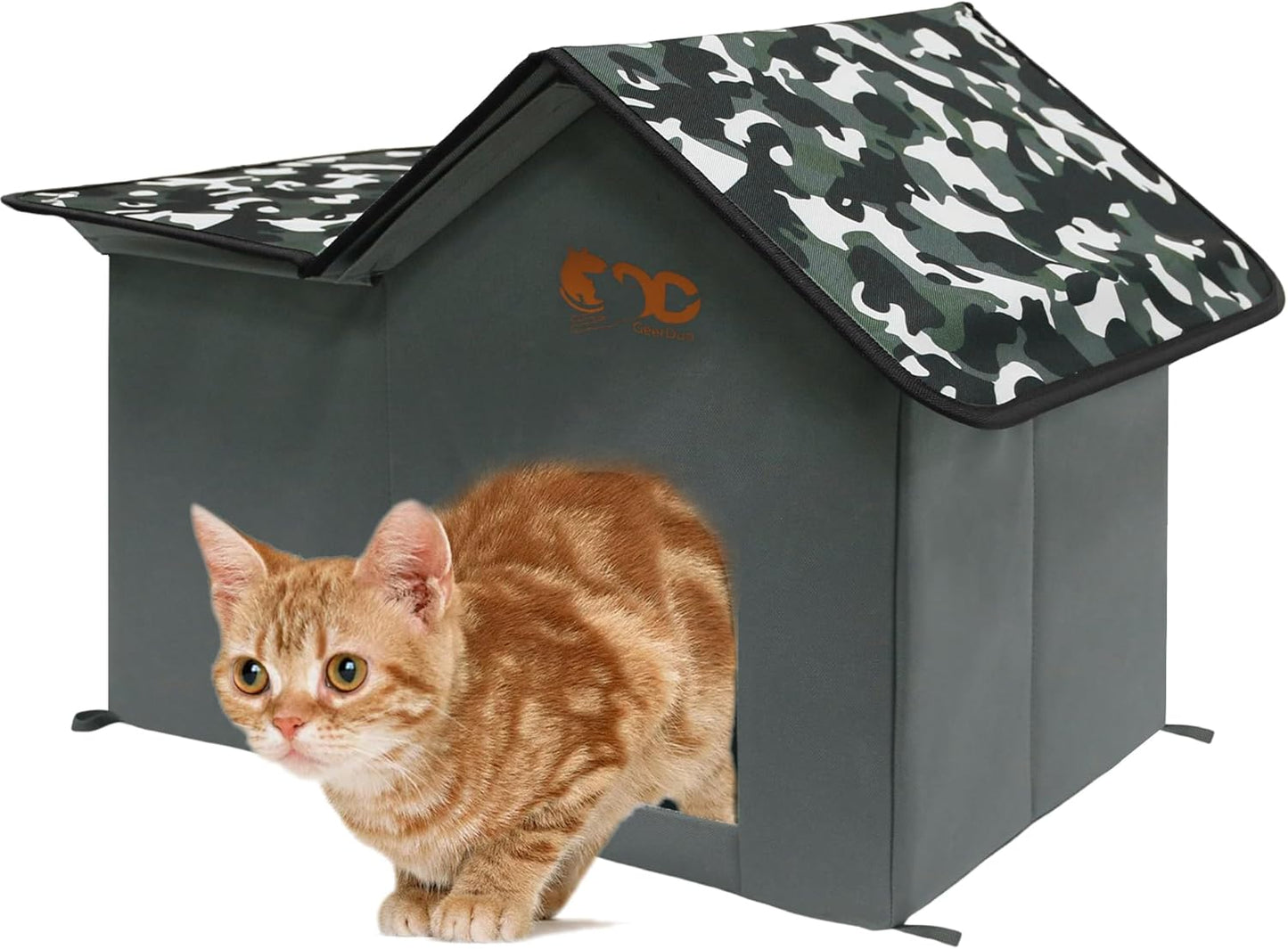 Outdoor Cat House, Feral Cat House, Pet Outside Waterproof House for Outdoor/Indoor Cats, Insulated Cat Bed for All Seasons (Camo, XL)