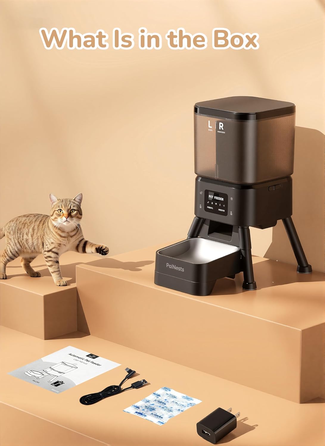 Dual Chamber Automatic Cat Feeder, 4L Smart WiFi Pet Food Dispenser with 2.4&5G WiFi App, Custom Schedule & Portion Control for Dry Food and Treats