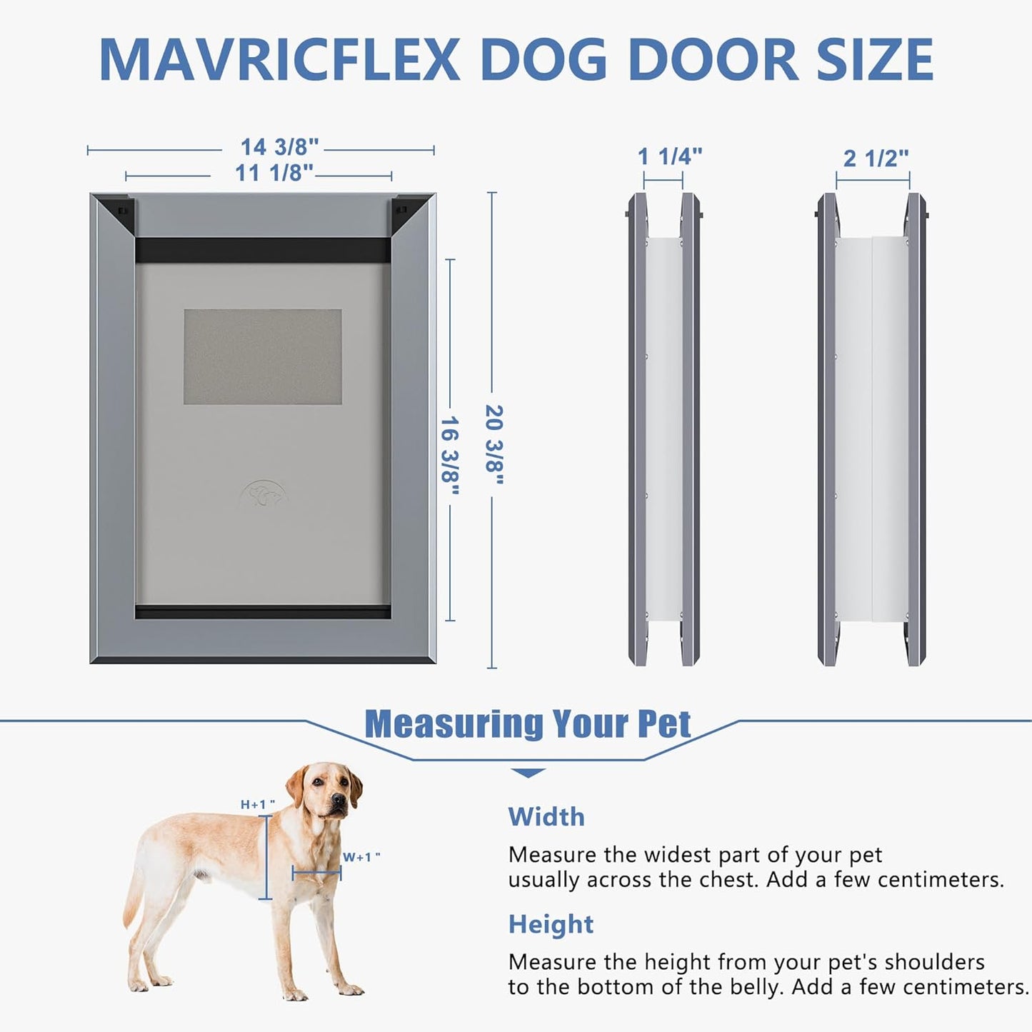 MAVRICFLEX Heavy Duty Dog Door with Double Sliding Lock Panels, Energy Efficient Large Doggie Door, Easy Installation, Two Magnetic Soft Flaps Doggie Door for Large Dogs Up to 100LBS