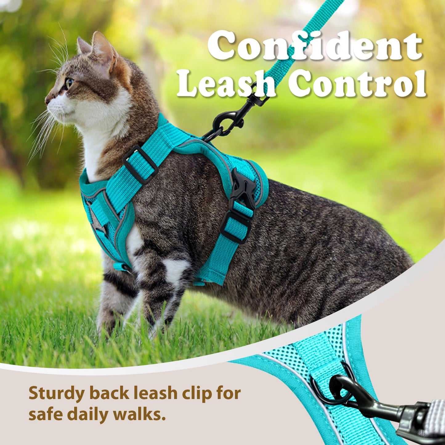Cat Harness and Leash for Walking, Escape Proof Soft Adjustable Vest Harnesses for Cats