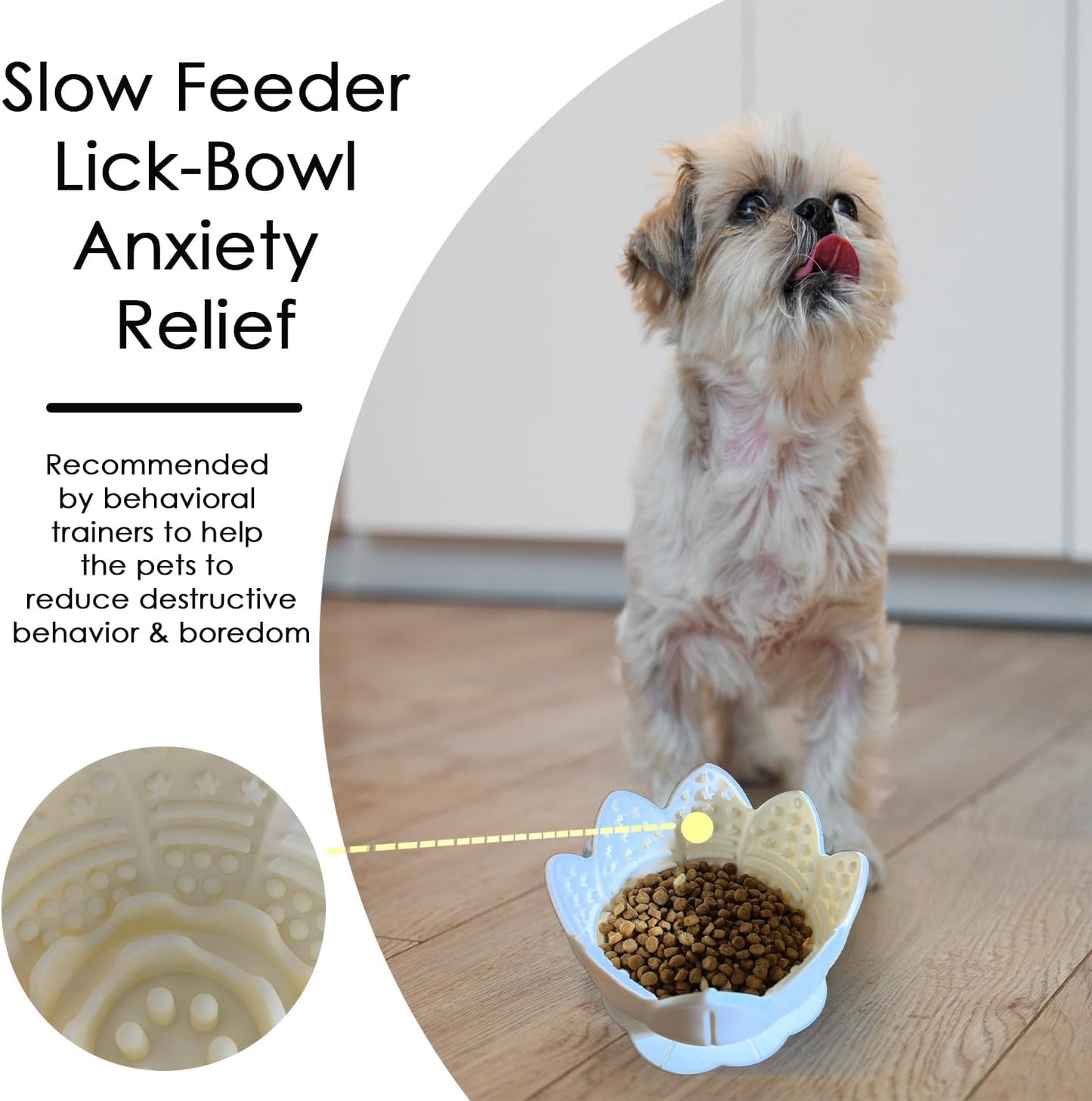 Dog Lick Bowl,Anxiety Relief Slow Feeder Dog Lick Mat Treat Dispenser, Non-Slip Licking Bowl Enrichment Toys for Small Medium Breeds Dogs (Purple, 12x12x7.6CM)