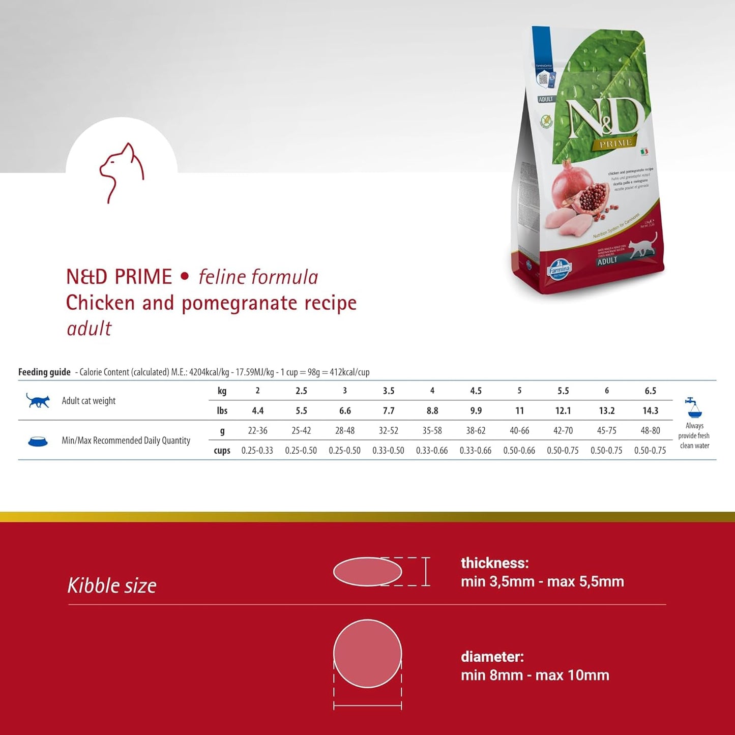 Farmina Natural And Delicious Chicken And Pomegranate Grain-Free Formula Dry Cat Food, 3.3 Pound Bag