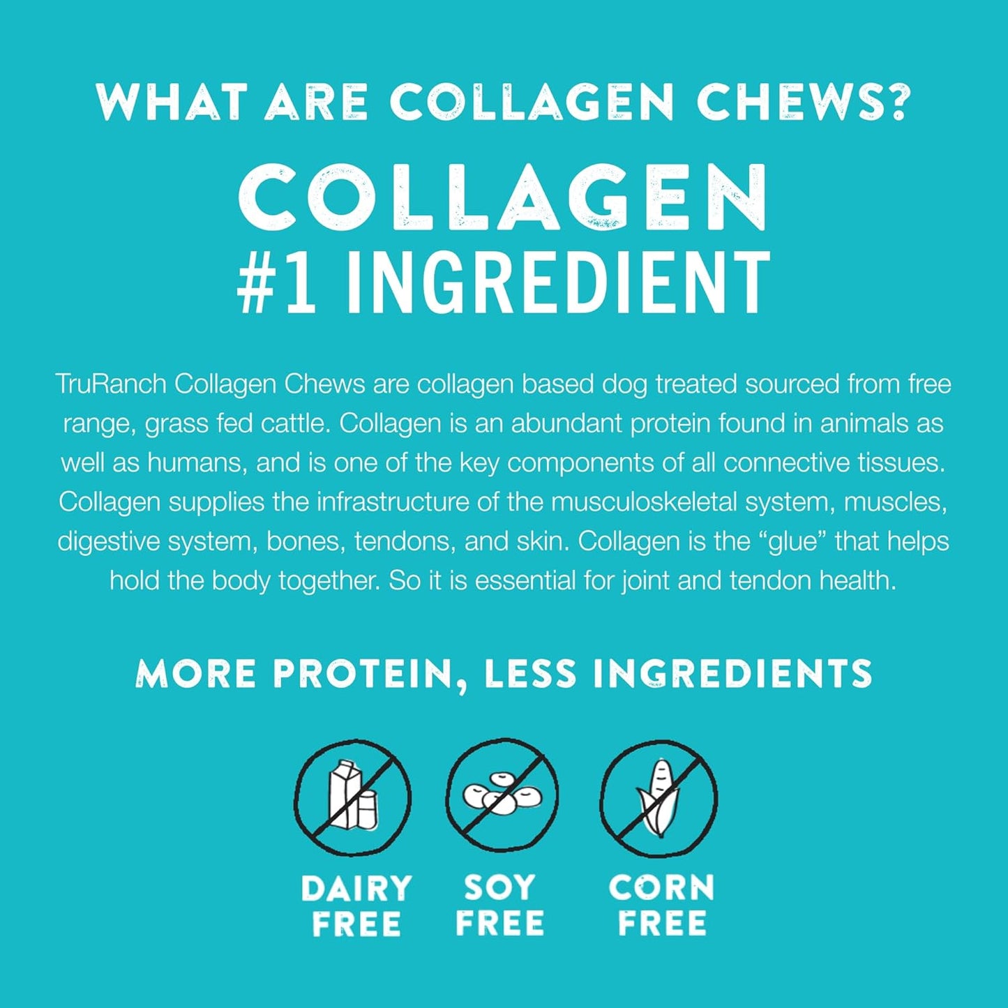 TRURANCH 4-5" Collagen Bones, Bully - Collagen Dog Bones - Long Lasting Healthy Joint Support Dog Treat - Rawhide Alternative - Skin & Coat Health, 1 Bag, 4 Count