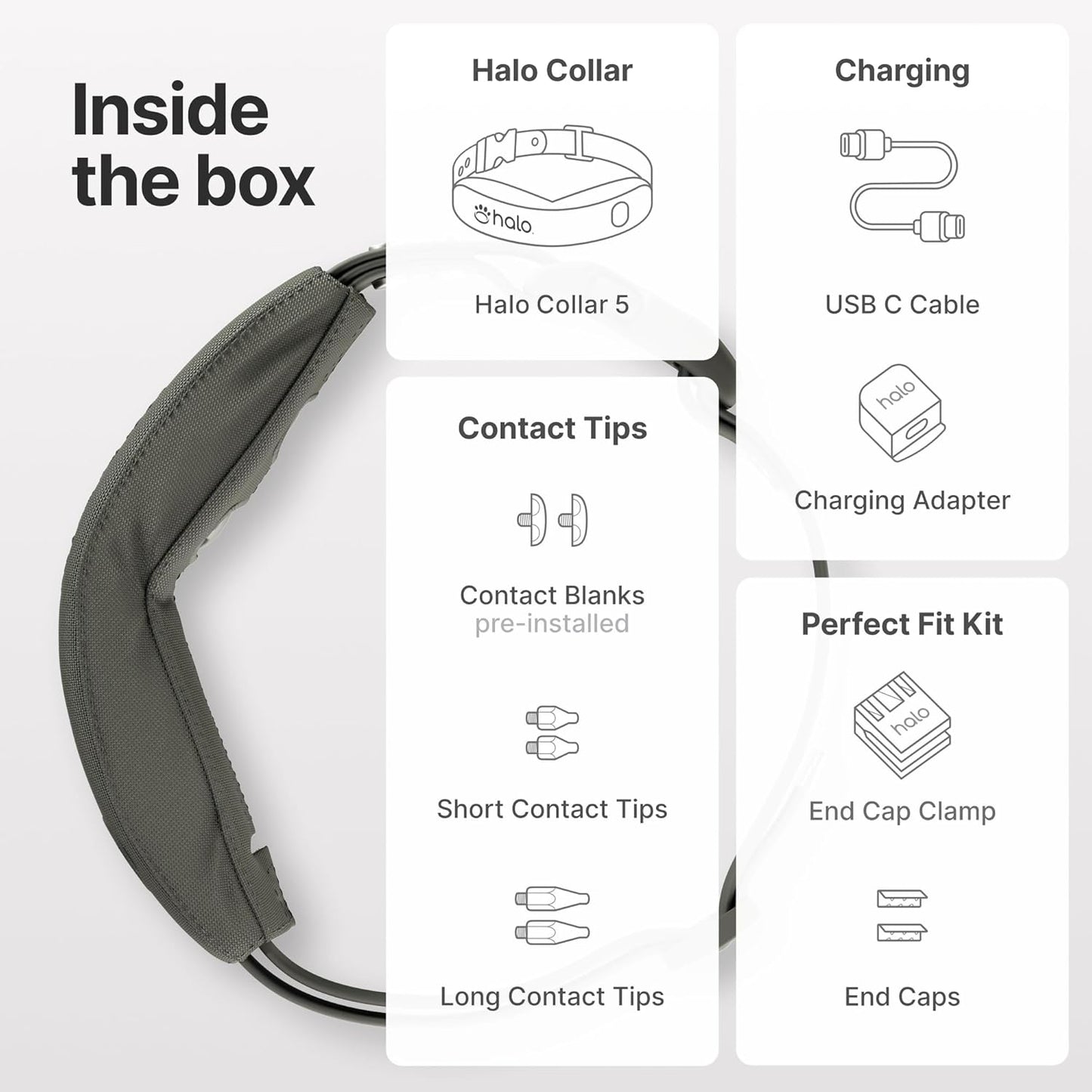 Halo Collar 5, New Wireless Dog Fence & GPS Dog Collar, Subscription Required, Waterproof, Graphite, One Size