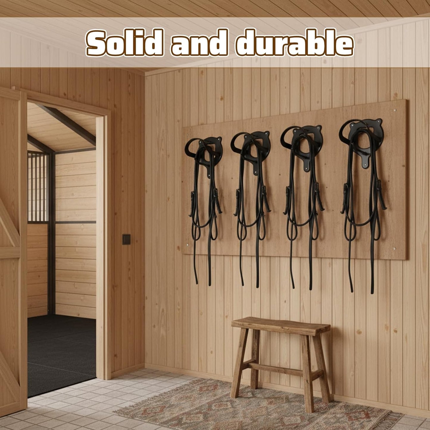 6 Counts Horse Bridle Rack, Metal Bridle Holder with Tubes and Screw, Heavy-Duty Horse Tack Storage Halter Hanger for Tack Room/Horse Blanket Rack/Bridle Holder Wall Mount, Black