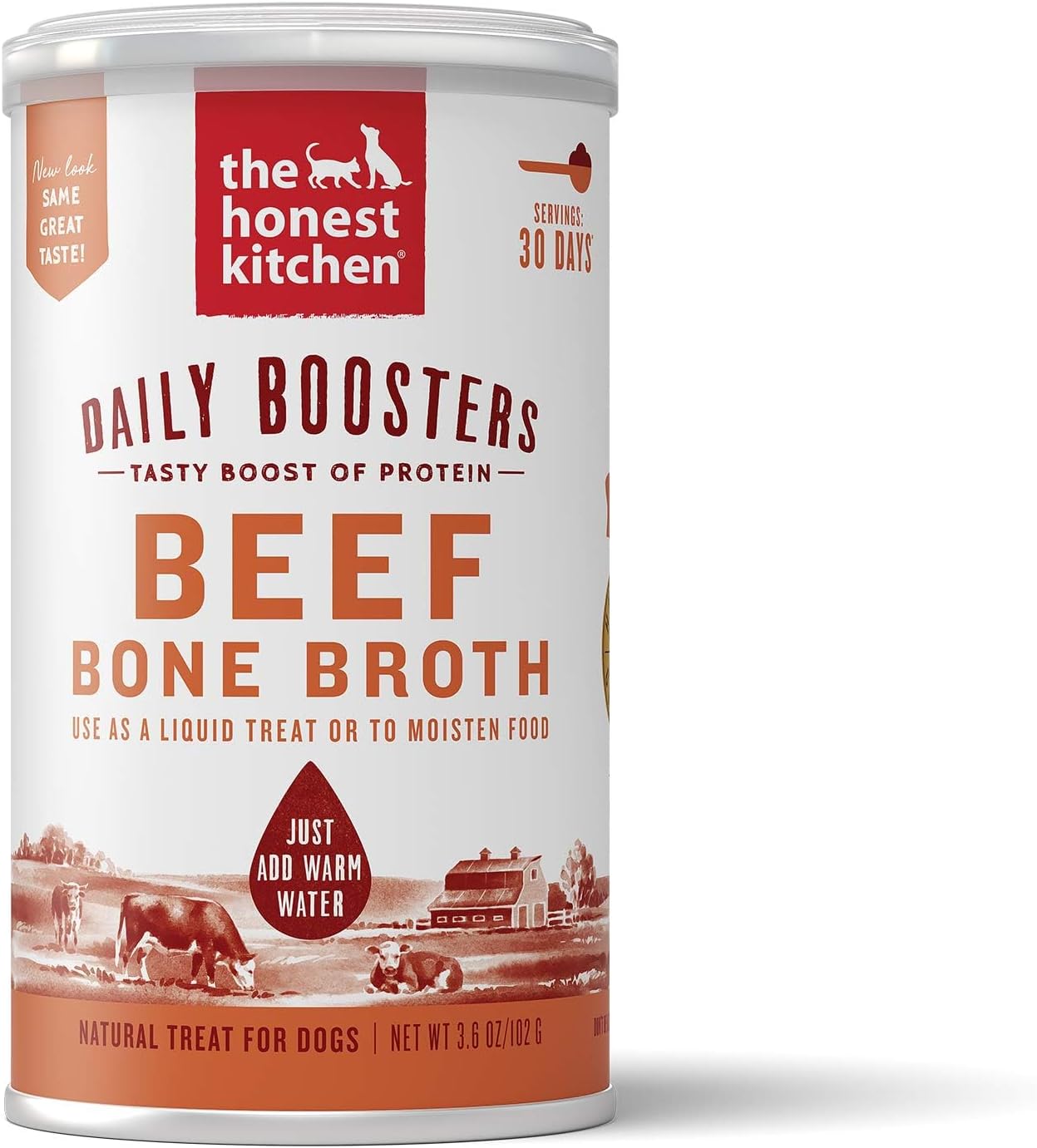 The Honest Kitchen Human Grade Daily Boosts Instant Beef Bone Broth with Turmeric for Dogs 3.6 Ounces