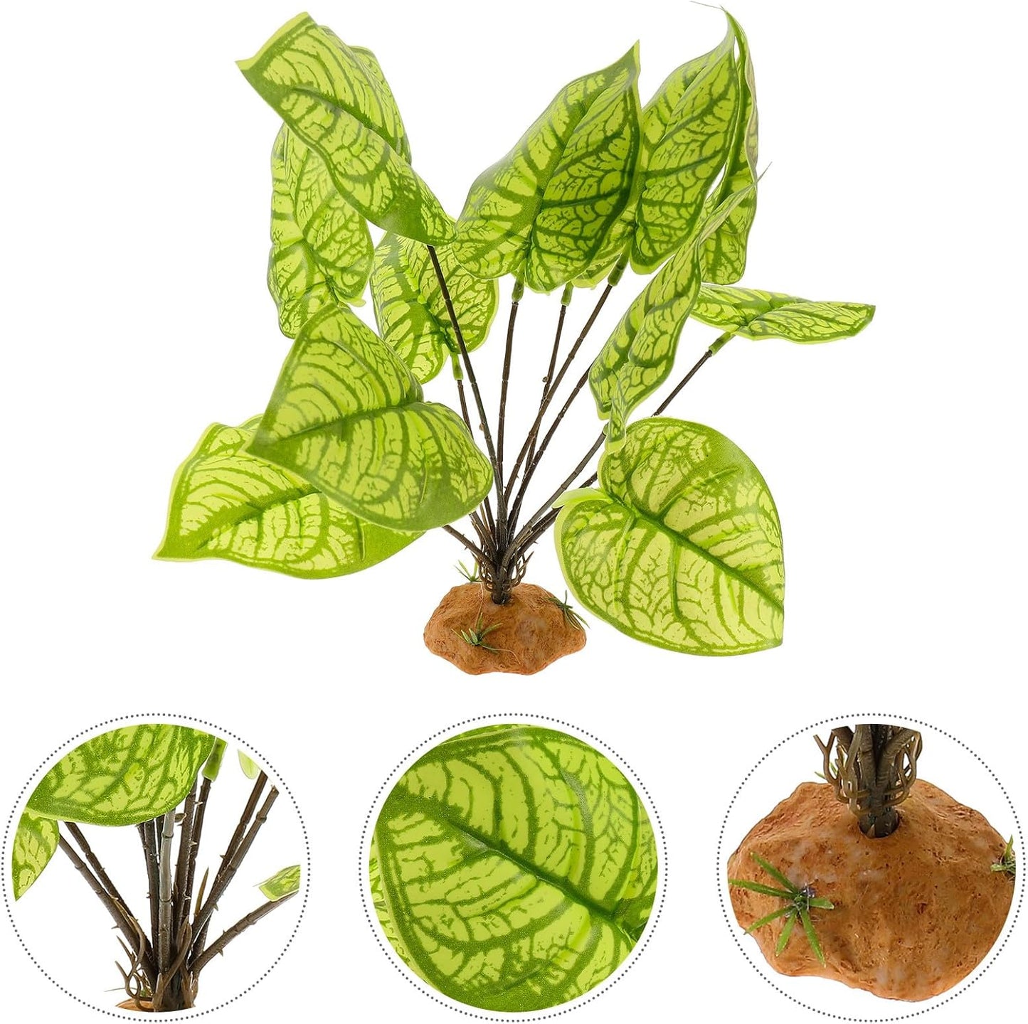 Reptile Plant Ornament with Large Base Artificial Terrarium Plant Decoration for Amphibian and Reptile Habitat for Enclosure Landscaping