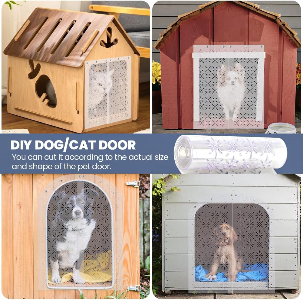 7.87 in x 5.9ft Dog Door Replacement Flaps, Plastic Vinyl Door Strips, Doghouse or Kennel Doors Flap, Transparent Dog House Doors Flap Strips for DIY Cat or Dogs