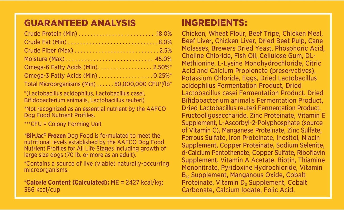 Bil-Jac Frozen Dog Food 5lb (Pack of 4) - Soft Dog Food Small Bites with Real Chicken, Probiotics, Prebiotics, Omega 3-6 for Healthy Complete Meal, Dog Food Topper or Treat