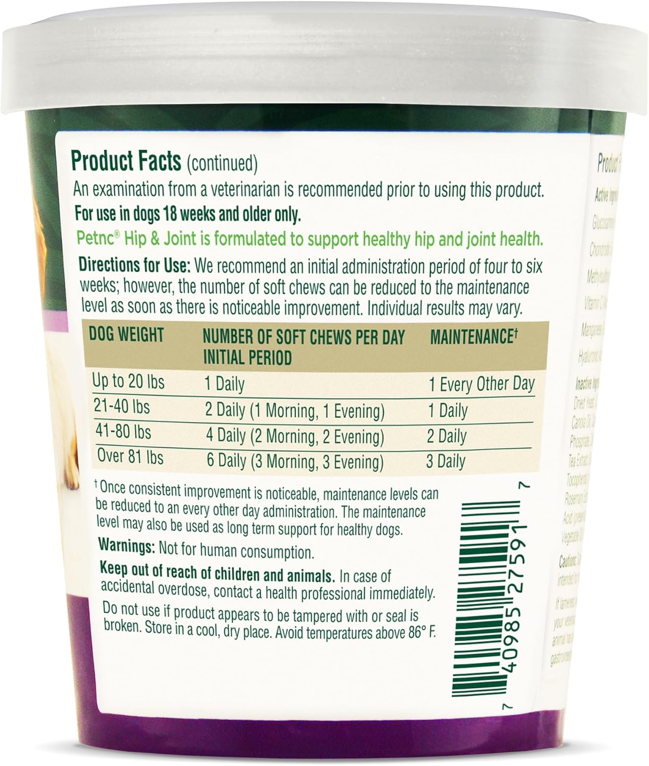 Petnc Natural Care Hip & Joint Health Supplement for Dogs (90 Chews), Glucosamine Chondroitin MSM Dog Chews with Hyaluronic Acid, Liver Flavored Bone & Joint Support Supplement, For All Breeds