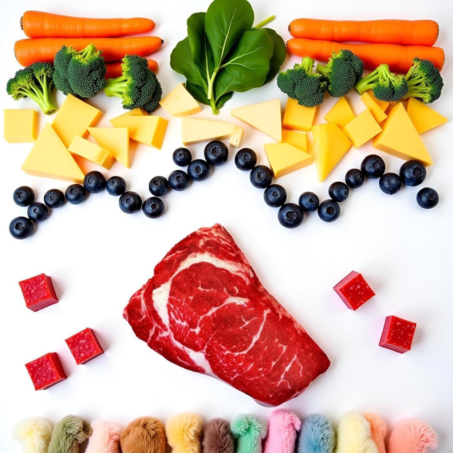 2Pcs Realistic Food Dog Squeaky, Steak Plush Dog Toy, Stuffed Puppy Chew Toy with Squeaker, Soft Food Shape Pet Toy for Small and Medium Dogs Pet Supplies