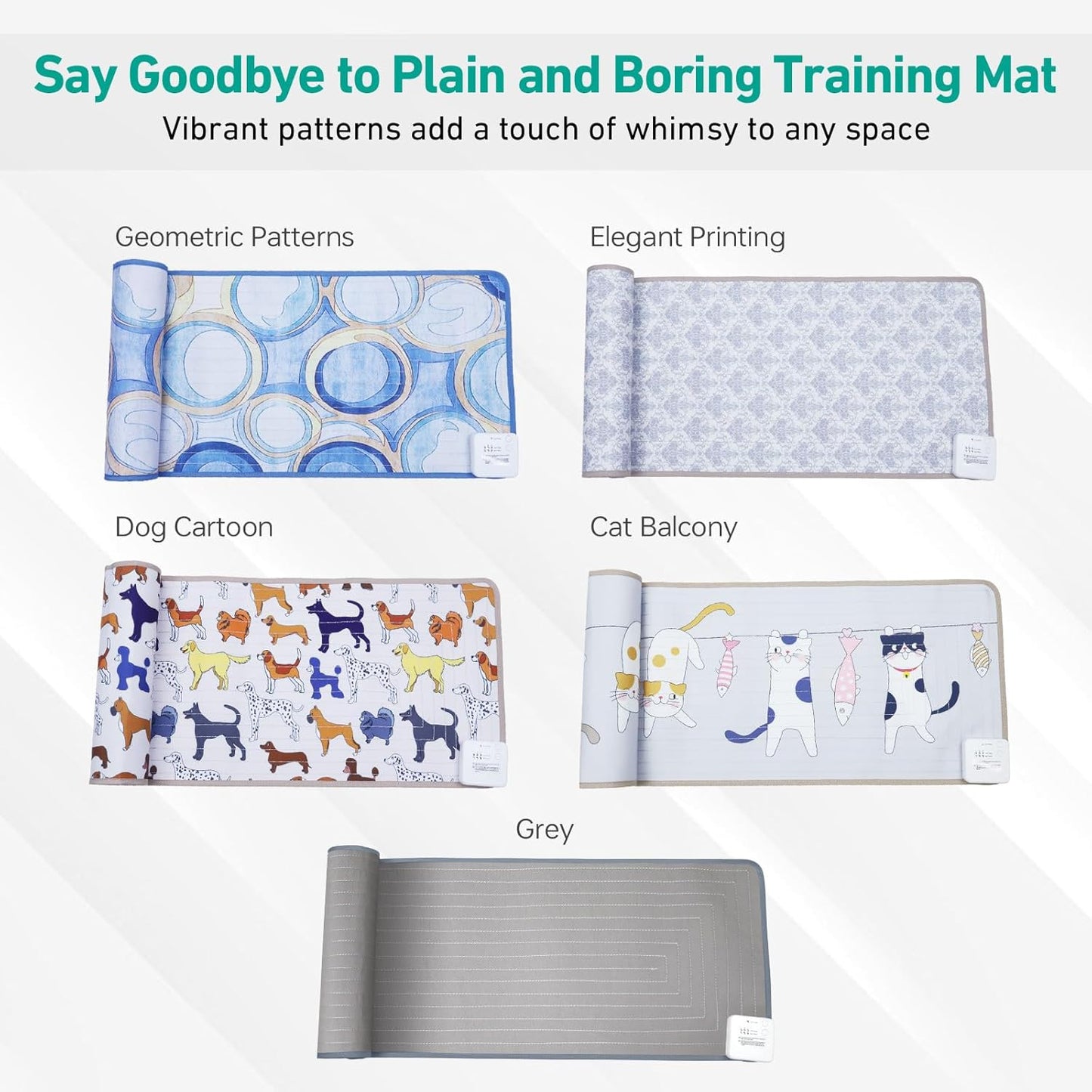 DOGNESS Rechargeable Pet Shock Mat, 59"x15" Safe Cat Repellent Mat Electronic Training Pads Keep Dogs and Cats Off Couch, Bed, Indoor Cat Deterrent Mat (Elegant Printing)