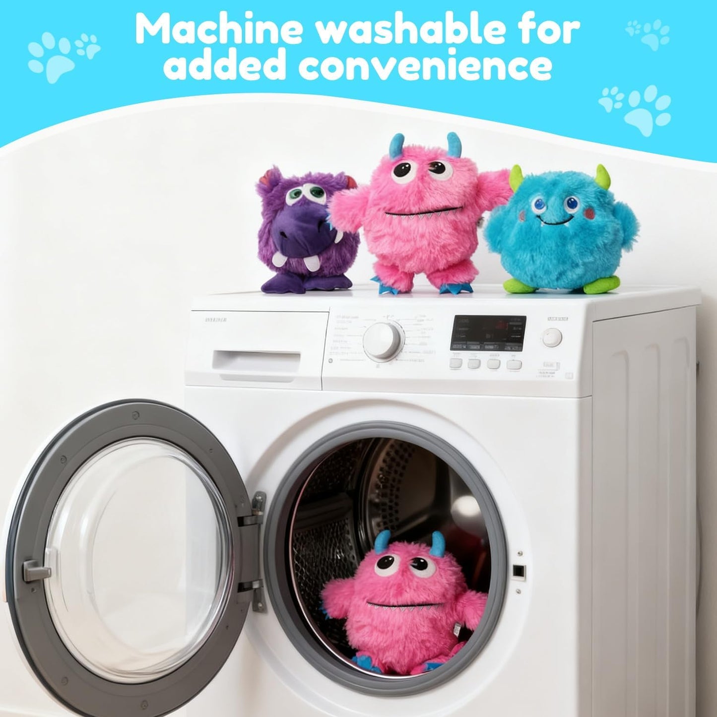 Dog Squeaky Toys 3 Pack, Plush Dog Toy Pack for Puppy (Medium, Monster)