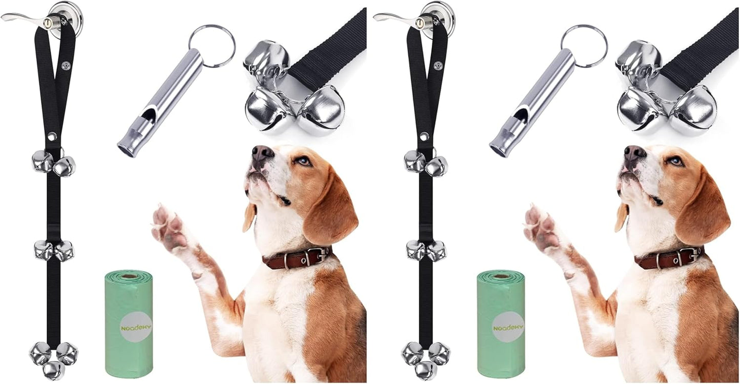 Dog Doorbells Pet Bell for Door Potty Training, Adjustable Door Bells for Dogs Puppies Poochie Doggie to Ring to Go Outside, Hanging Bells for Doorknob/Handle (2-Pack)