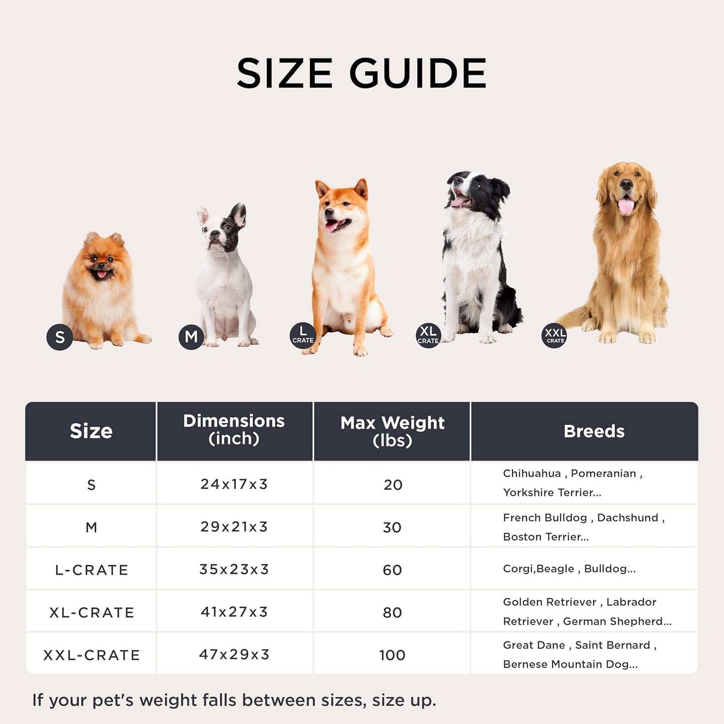 Bedsure Washable XXL Dog Bed for Crate, Giant Comfort Fluffy Plush Pet Pillow Bed Kennel Pad with Non-Slip Bottom, Machine Washable Pet Sleeping Mat for Jumbo, 47"x29", Brown