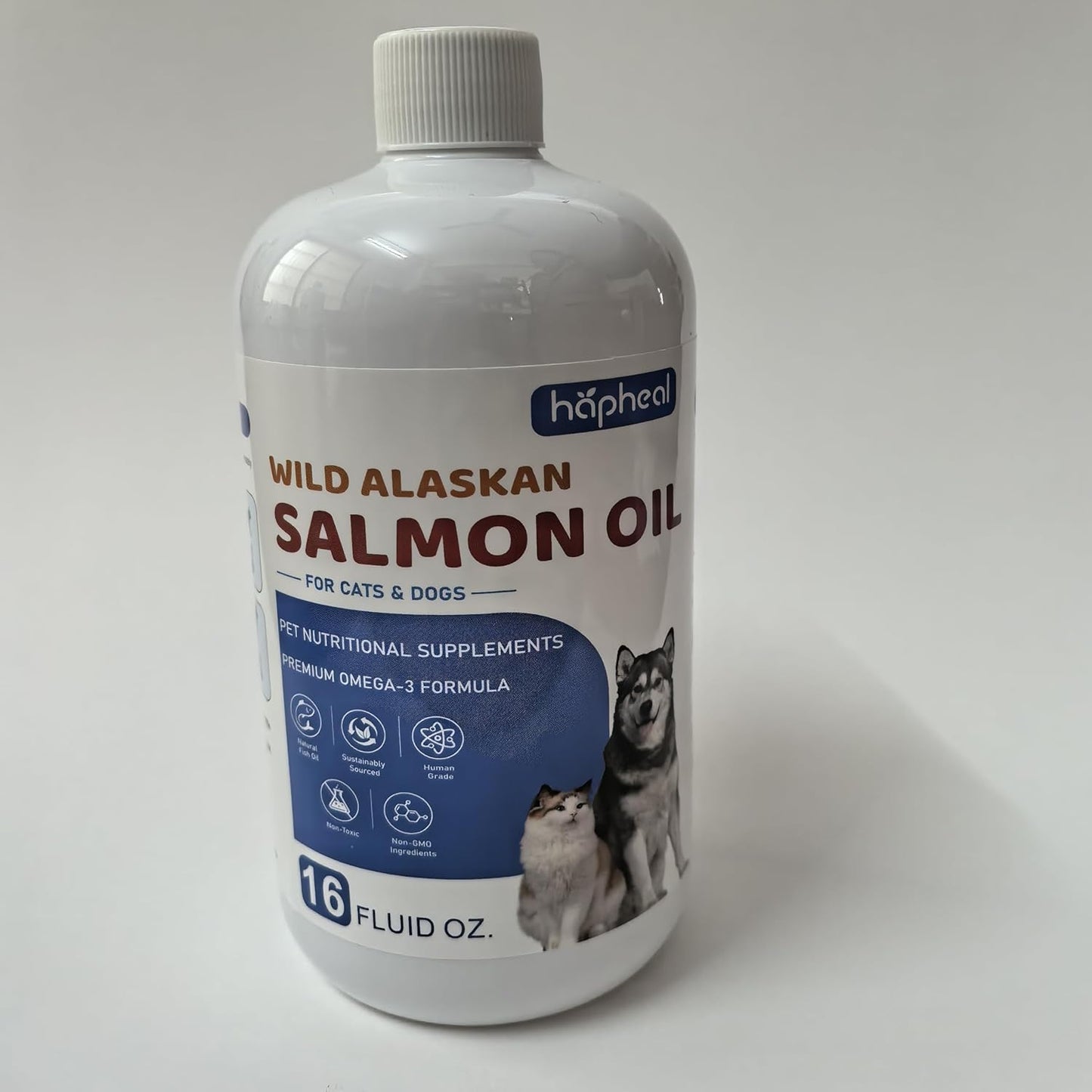 Fish Oil for Dog Cat, Salmon Oil for Dogs with Omega 3 EPA DHA, All Natural, Supports Skin and Coat, Joint & Bone Health (16 FLOZ)