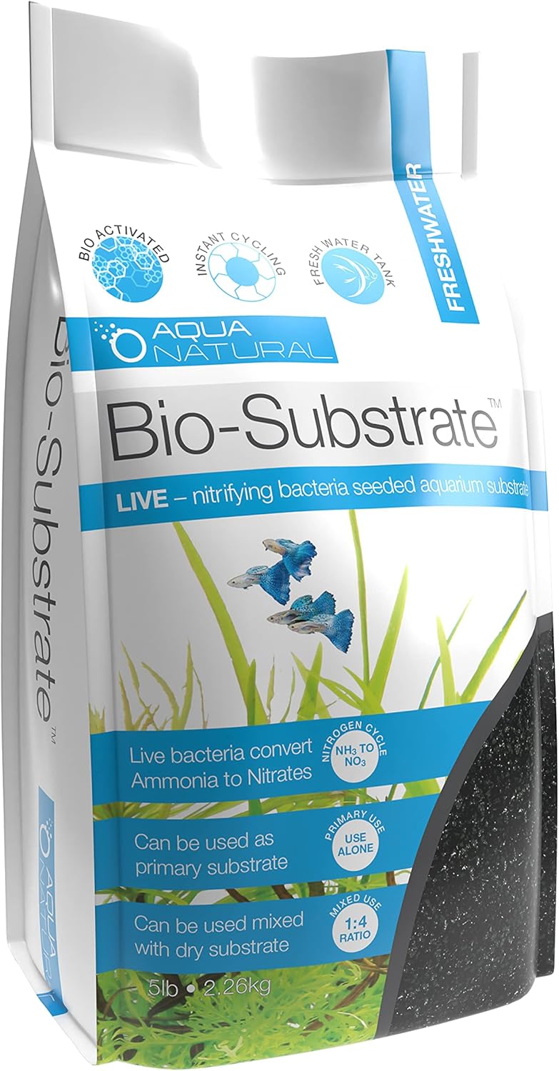 Aqua Natural Diamond Black Bio-Substrate 5lb for Aquariums, Gravel seeded Start up bio Active nitrifying Bacteria 2-4mm (BIOFRESH004)