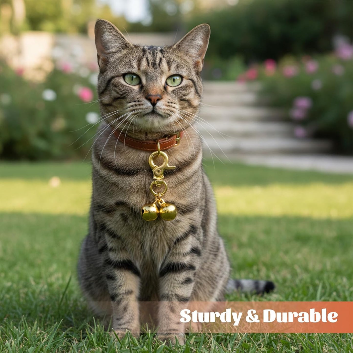 2Pcs Gold Bells for Dog Collars, Cat Bell for Pet Collar, Extra Loud Collar Bell, Training Collar Charm with Heavy Duty Snap Clips, Pet Pendant Accessories for Pet Tracking Anti Lost Training