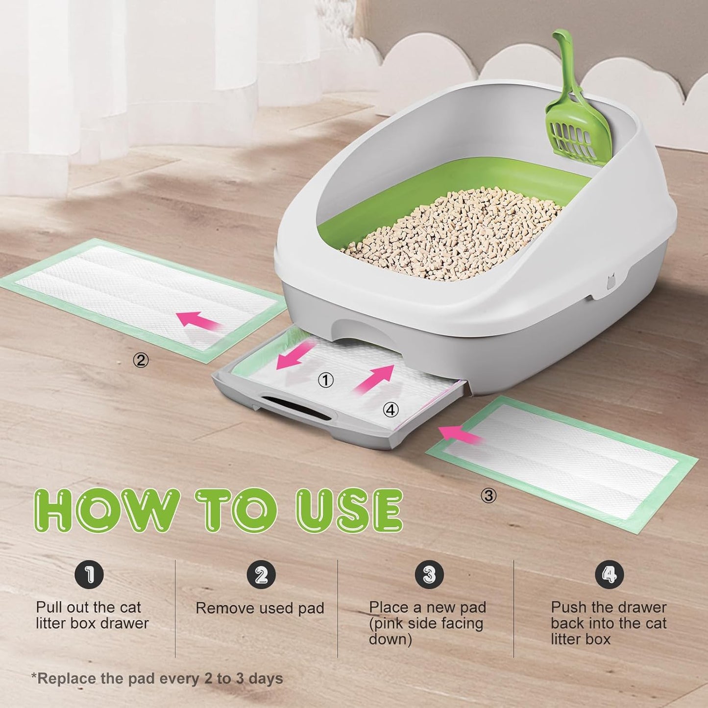 Cat Litter Box Pads 30PCS, Compatible with Tidy Cats Breeze Litter System, Fresh Scented Cat Pee Pads, Thickened & Super Absorbent, 16.9"x11.4"