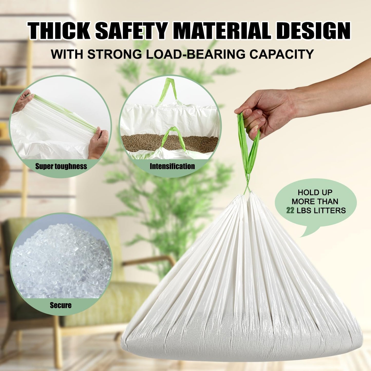 Cat Litter Box Liners Disposal Bags with Tie Handles,Large,37" x 17" Jumbo Drawstring Extra Durable Pet Cat Pan Liners for litter box Extra-Thick Kitty Litter Box Bag-36 Counts (3 Pack)