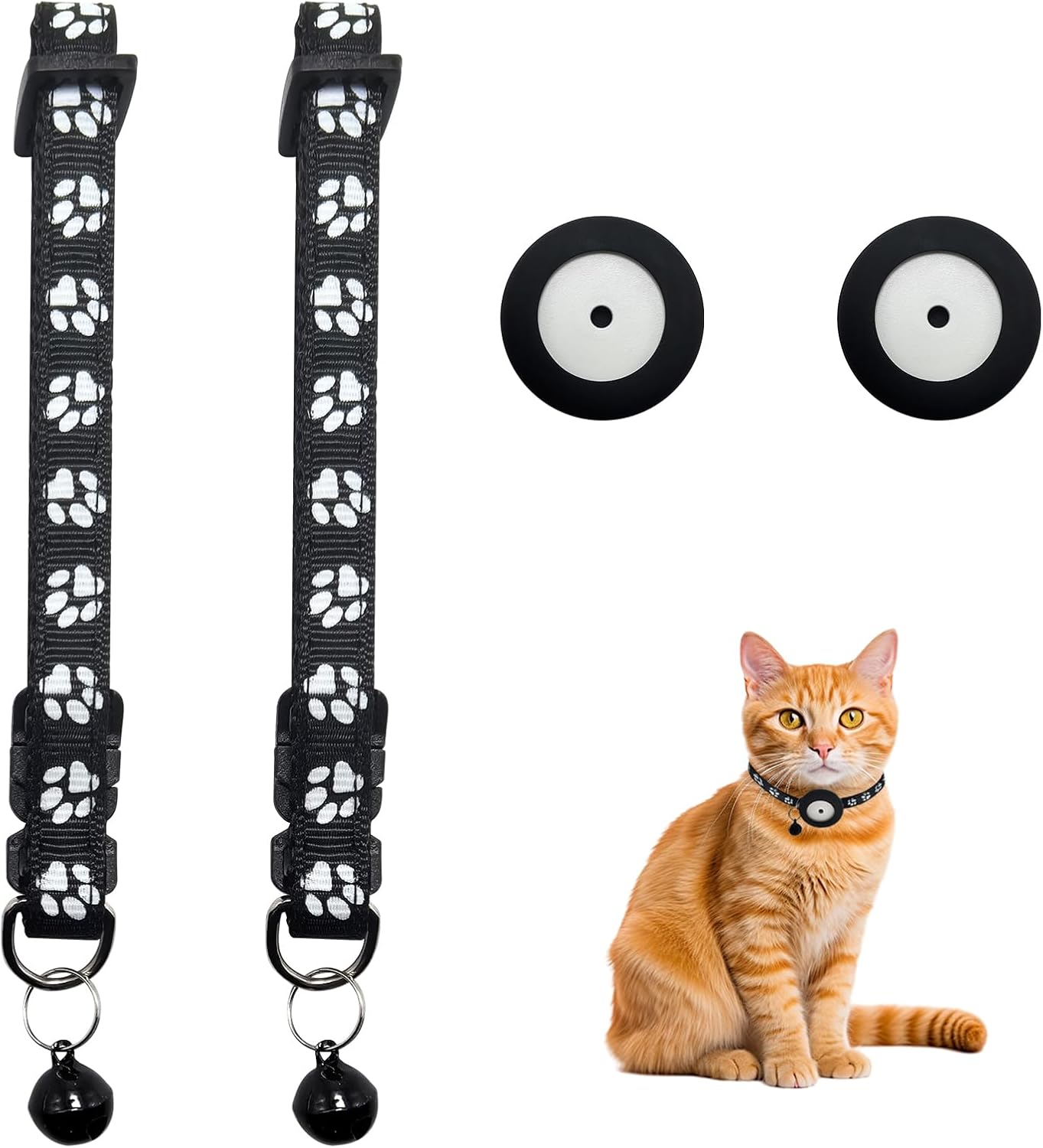 Smart Cat Door for Interior & Exterior, RFID Cat Pet Door with 3 Collar Sensor Keys & 1 Remote Control & 4 Way Locking Cat Flap with Collar Sensors Activated Opening CatDoor (2Pack White Collars Key)