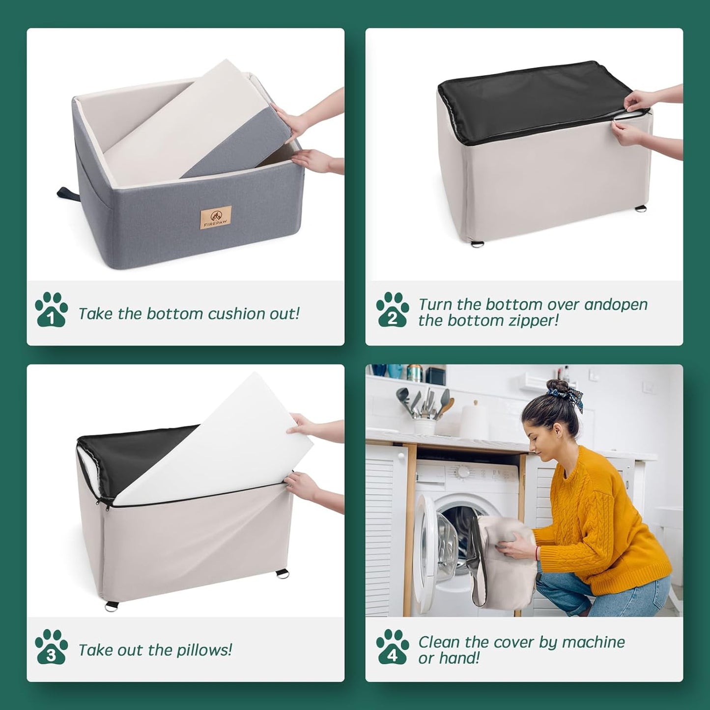 Dog Car Seat for Large Dog, Dog Booster Car Seat for 55Lbs or 2 Small Dogs, Detachable and Washable Travel Dog Bed with Thick Cushion and Storage Pockets, Dog Seat Belt for Car