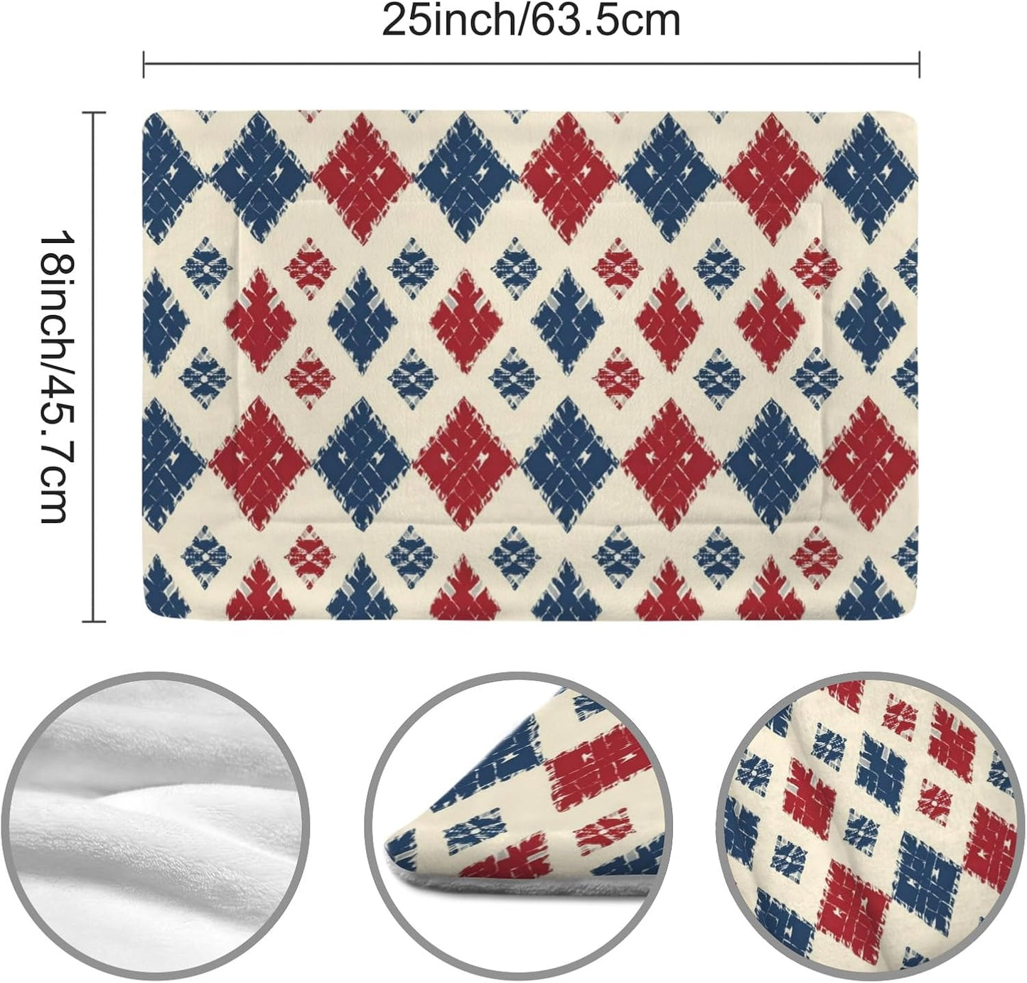 susiyo Whimsical Neutral Geometric Print Dog Bed Mat - Super Soft & Warm Pet Pad, 25x18 Inch Machine Washable Mat for Small Medium Dogs, Couch Protector, Crate & Travel Bed Topper