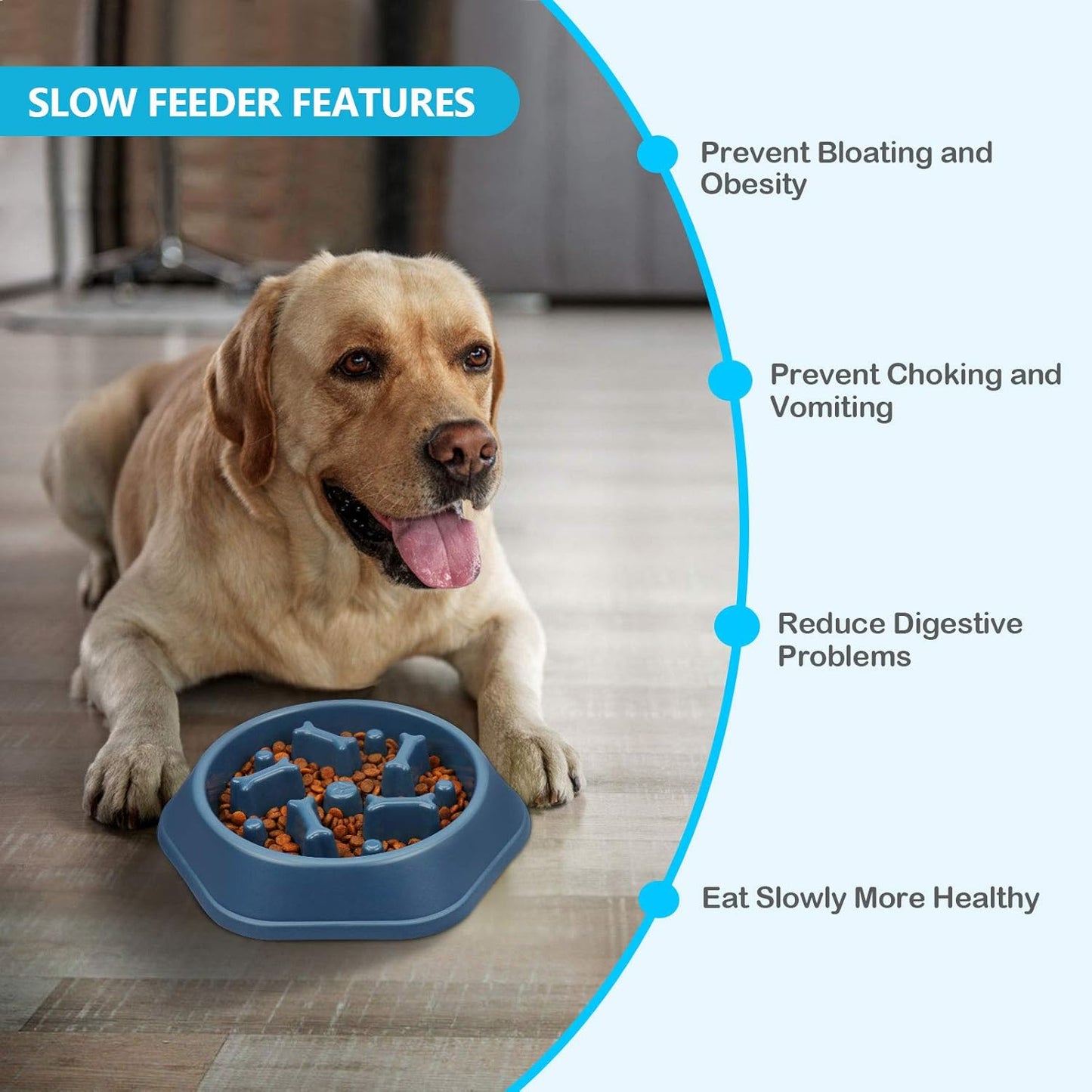 UPSKY Slow Feeder Dog Bowl Anti-Chocking Slower Feeding Pet Puzzle Bowls, Interactive Bloat Stop Dog Food Dishes Non-Slide Dogs Lick Treat for Small Medium