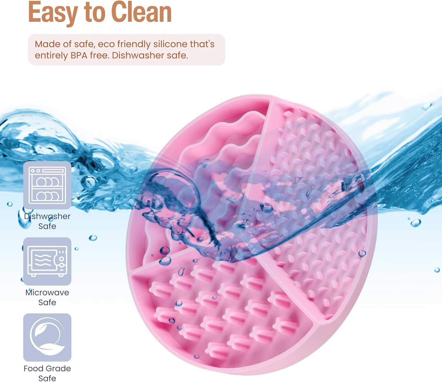 Lick Mat for Dogs and Cats with Suction Cups, Silicone Slow Feeders Dog Bowls for Anxiety Relief, Perfect for Yogurt, Treats or Peanut Butter (Pink)