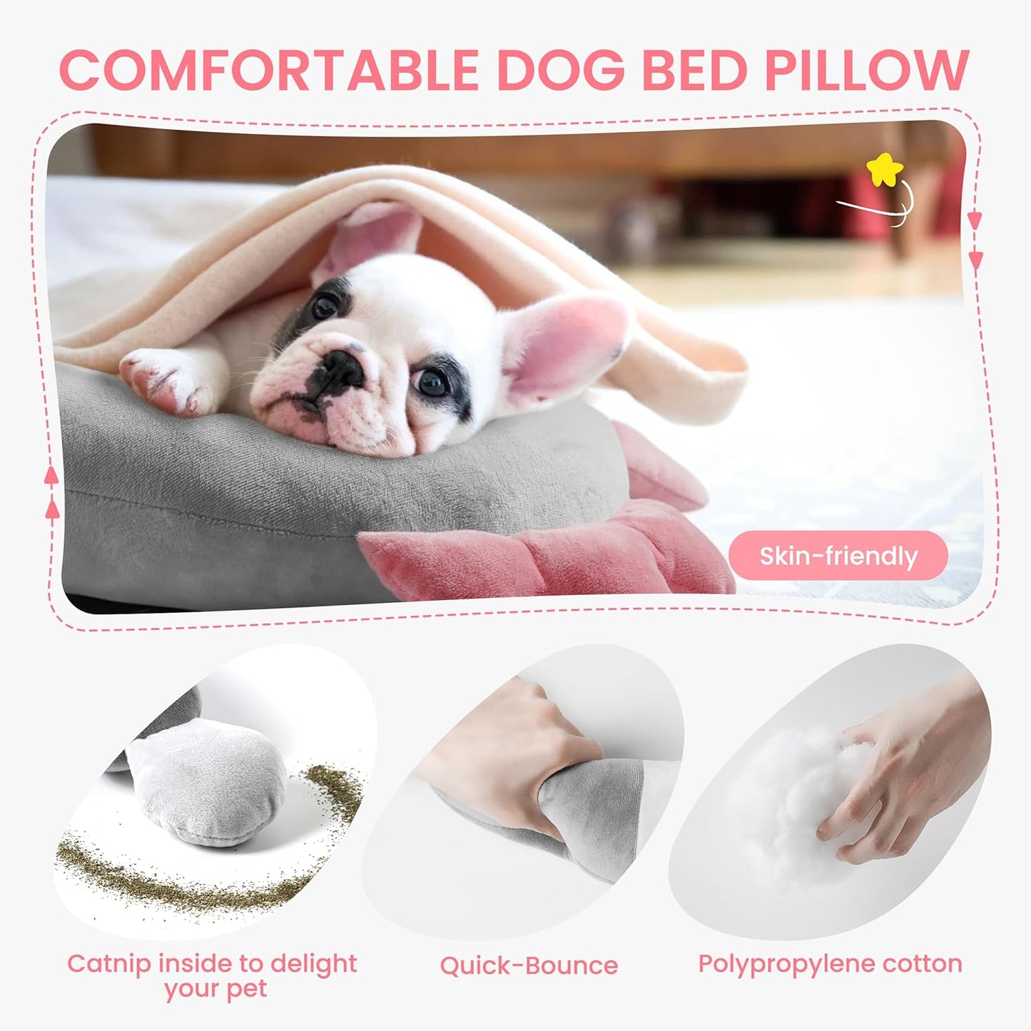 Dog Pillow - Soft Neck Pillows for Dogs, Washable Dog Calming Pillow for Better Sleep, Reduces Anxiety, Gift for Medium/Large Dogs and Cats