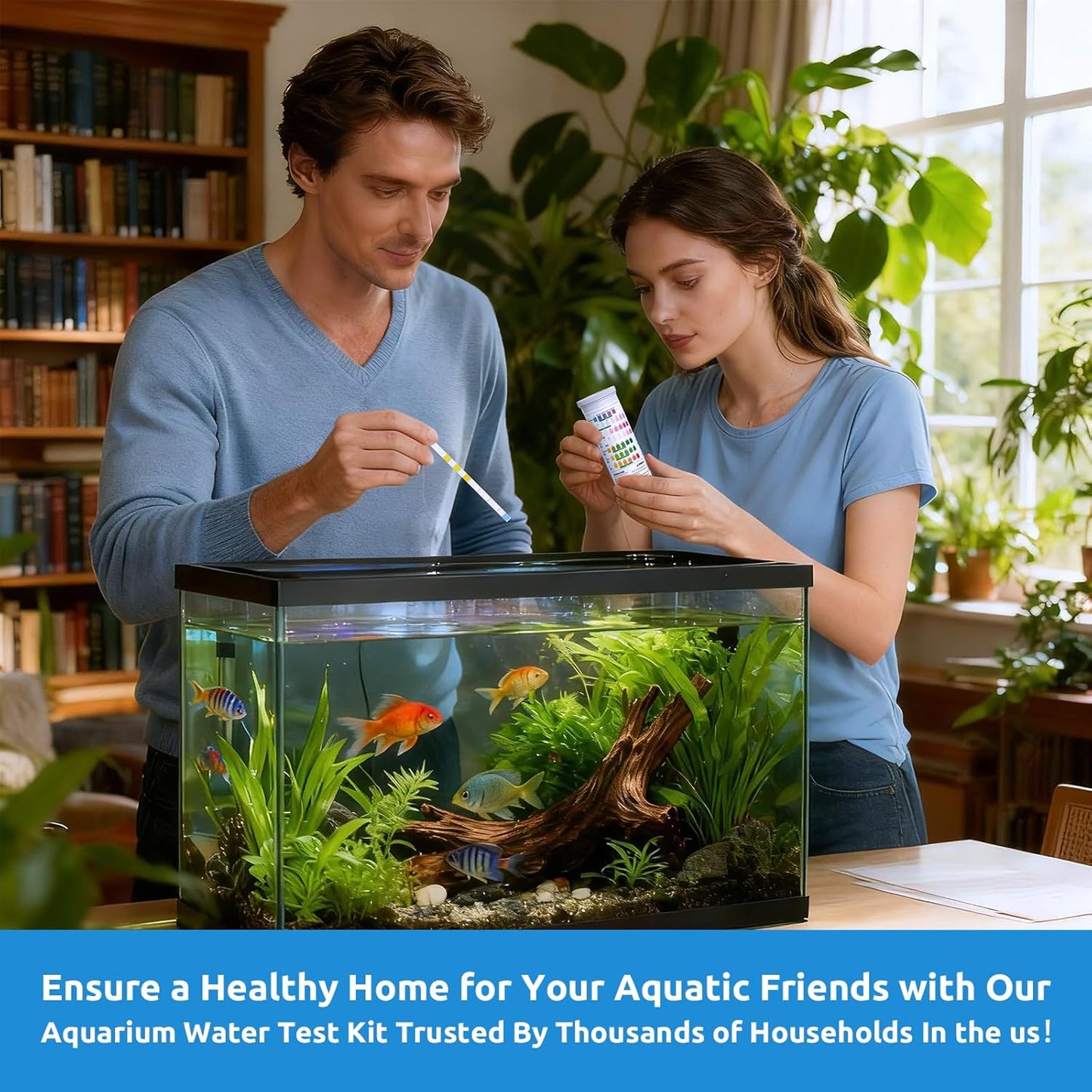 SEAOURA 7-in-1 Aquarium Test Kit for Fish Tanks - 65 Strips Water Testing Strips for Aquariums & Ponds Accurate Testing Nitrate,Nitrite,Chlorine,Hardness,Alkalinity,Carbonate,pH