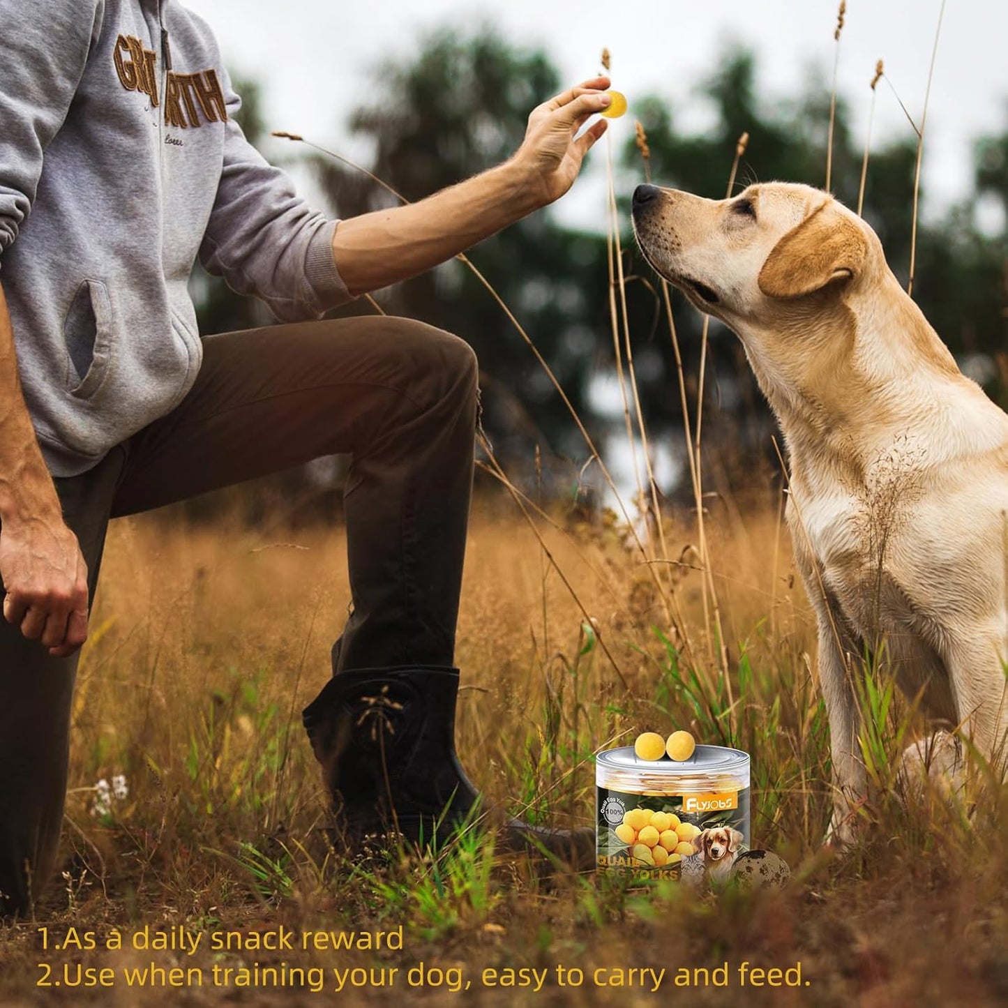 Freeze-Dried Quail Egg Yolk Snacks for Cats and Dogs Training, Natural Pet Treats Limited Ingredient, Healthy Tasty Freeze-Dried Pet Food for Dogs Cats (M, Egg)