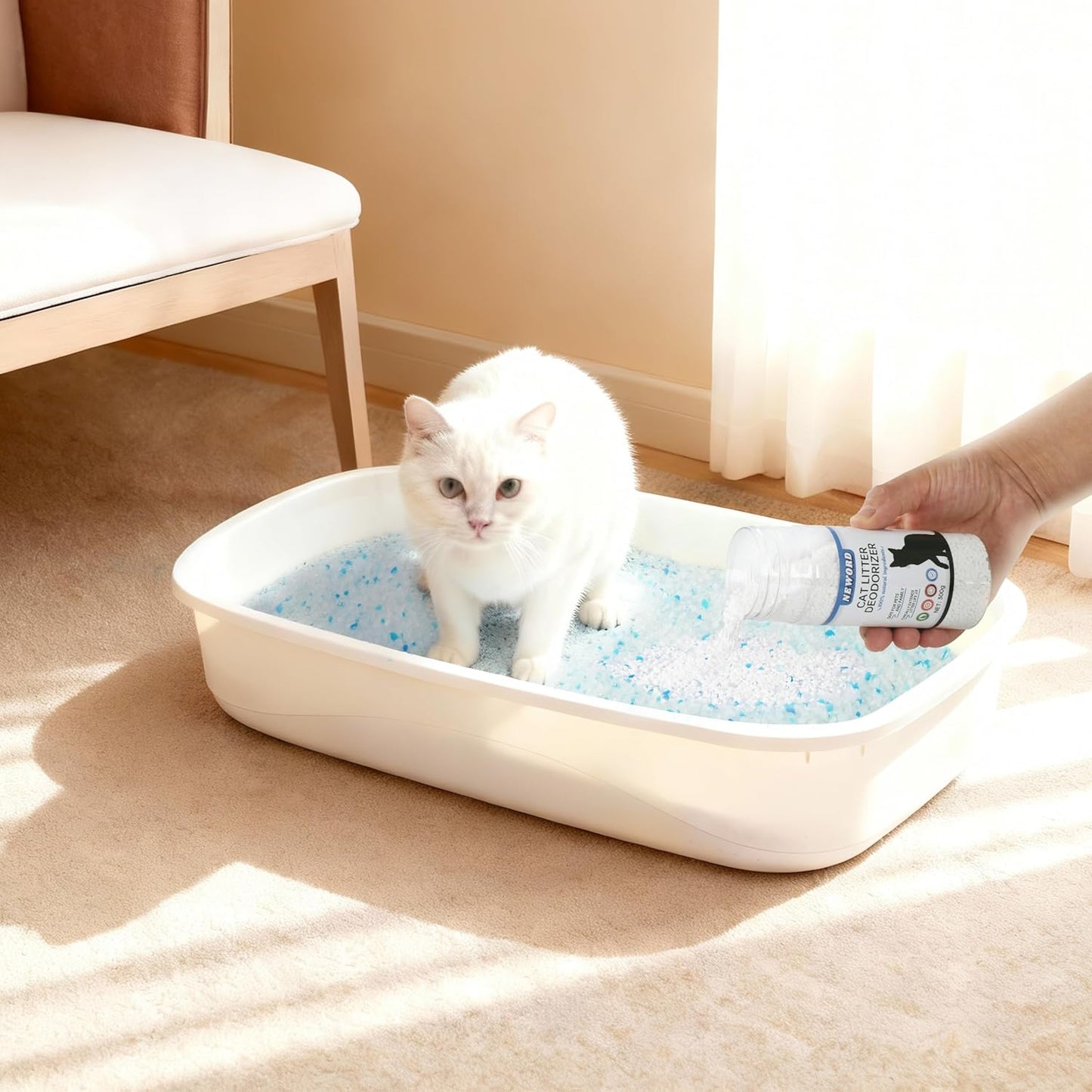 NEWORD Cat Litter Deodorizer Granules, 0.66 LBS Odor Eliminator for Cat Litter Box, Keep Fresh & Odor-Free, Natural & Safe for Cats, Long-Lasting Odor Control, Extends Litter Life by 2X