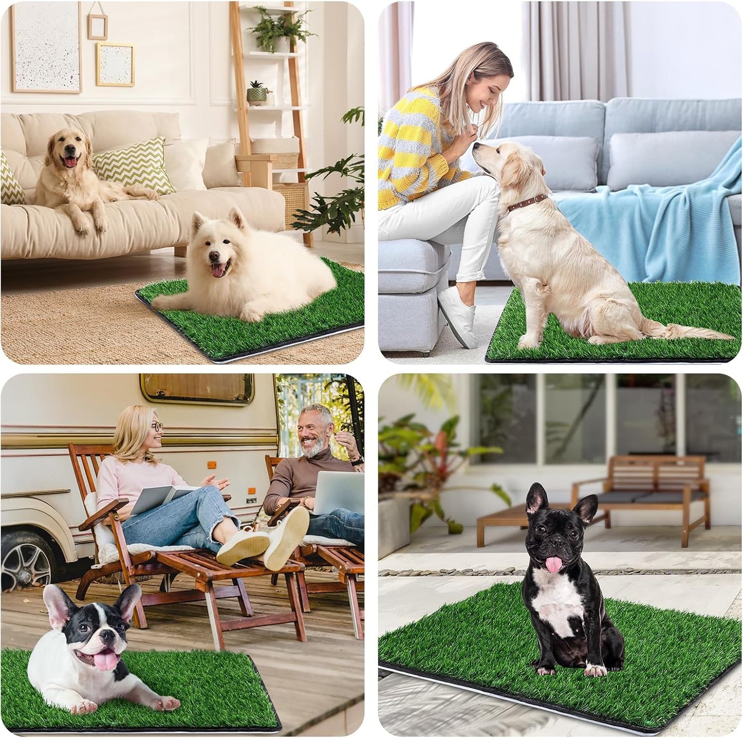 Dog Grass Mat with Pee Pad 20Ă25", Small Dog Litter Box Indoor Artificial Turf Grass Porch Waterproof Patio Potty Tray for Doggie Reusable Washable Pads and Lawn for Replacement for Puppy Training