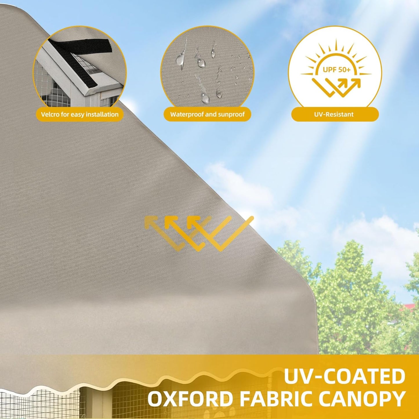 DWVO Extra Large Catio Outdoor Cat Enclosure, 110 inch Outside Cattery with Weatherproof Roof, Cat Scratcher Ramp, Cat Space Capsule Bed, 2 Bridges, 2 Resting Houses, 7 Platforms