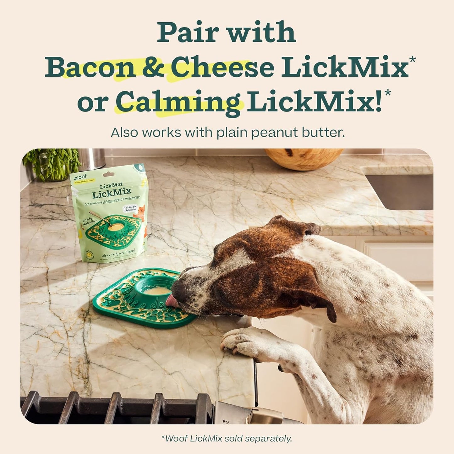 WOOF LickMat - Easy-to-Clean Lick Mat for Dogs - Slow Feeder Mat with Non-Slip Design - BPA-Free Silicone Lick Mat - Interactive Dog Toys - Lavender