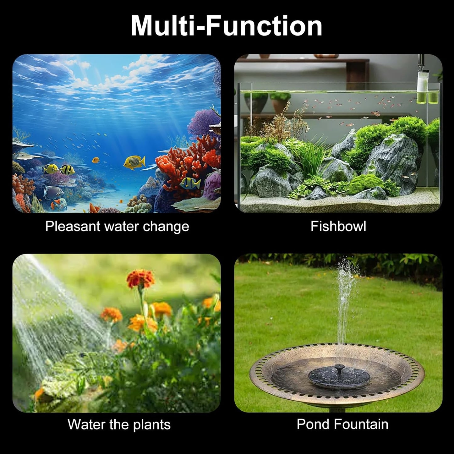 2PCS 95GPH 5W 350L/H Mini Submersible Pump, Small Fountain Pump for Pond, Aquariums, Fish Tank, Tabletop Fountain, Pet Fountain, Indoor or Outdoor Fountain