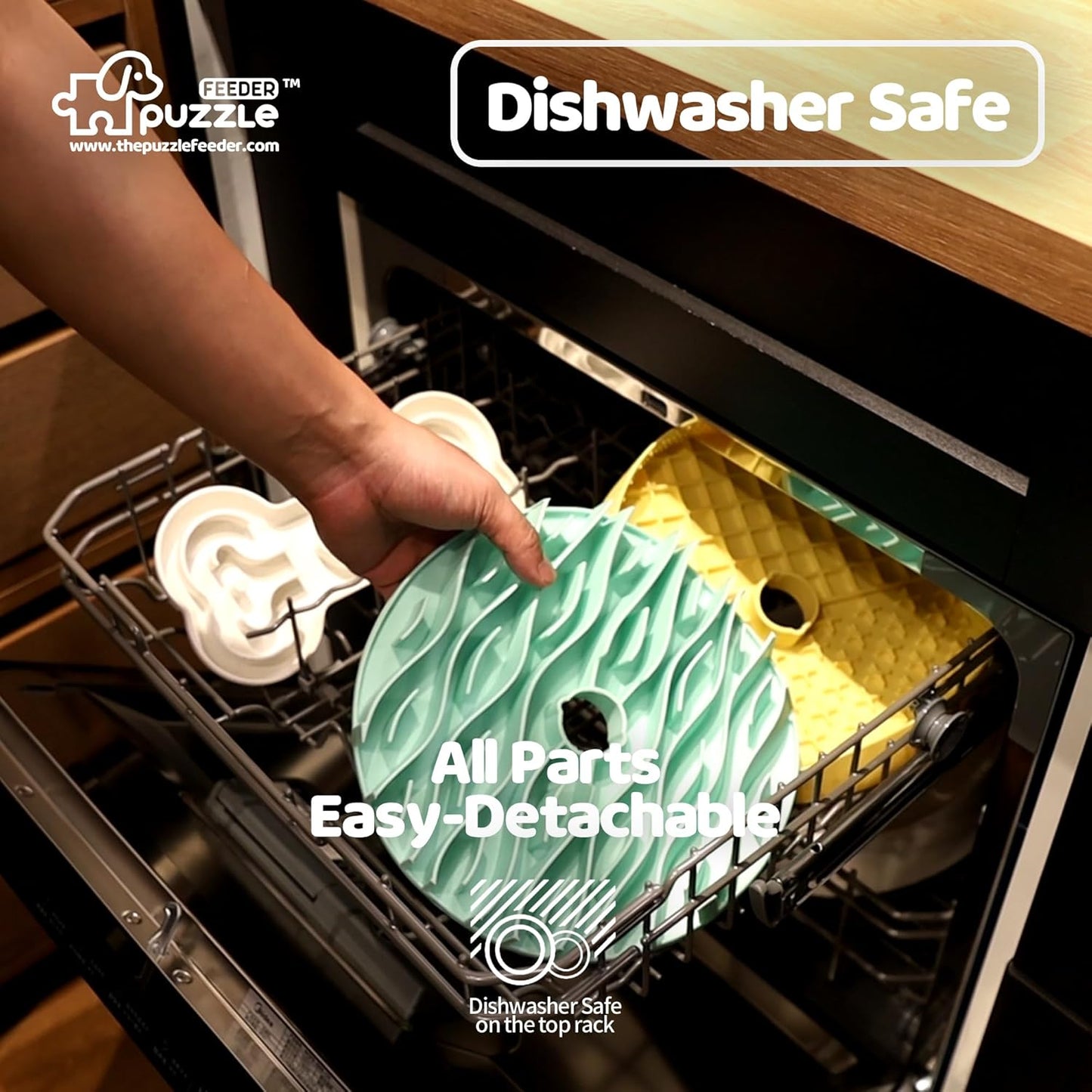 Puzzle Feeder Insert, Transform Your Dog's Bowl to Slow Feeder, 6 Cup 9.8 Inch Green