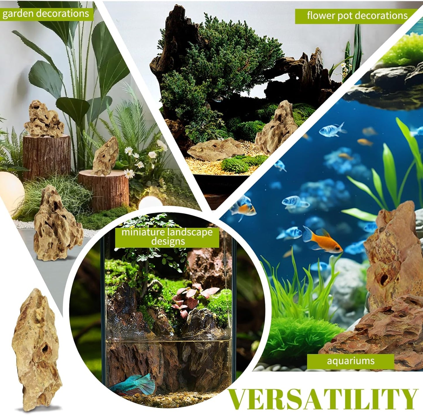 2.5lb Natural Dragon Stones, Aquarium Rocks Decoration Aquascaping Stone Landscaping Model for Fish Tank Decor Terrariums Paludariums Reptile Enclosures Gardens, 2-4 inches