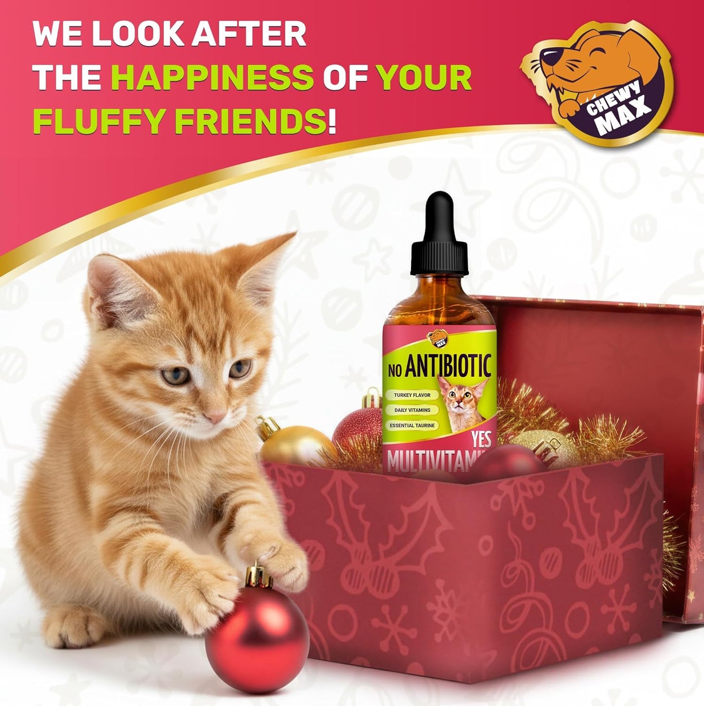 Cat Multivitamin Complex with Turkey Flavor – Natural Cat Antibiotic Liquid Alternative to Help with Allergies, UTIs & Cough – Herbal No Antibiotic Yes Multivitamin for All Breeds – 2 Oz