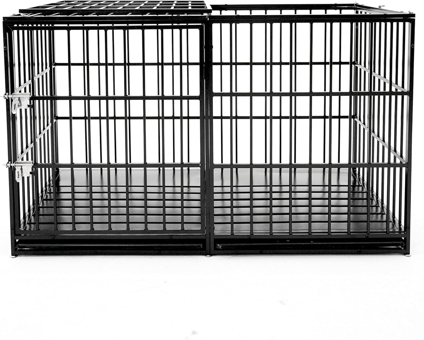 GDFStudio 61 Inch Extra Large Dog Crate with Mat, Heavy-Duty Carbon Steel XL Dog Cage Kennel with Removable Tray and Double Door, Indestructible Escape-Proof Large Dog Crate for Indoor Outdoor, Black