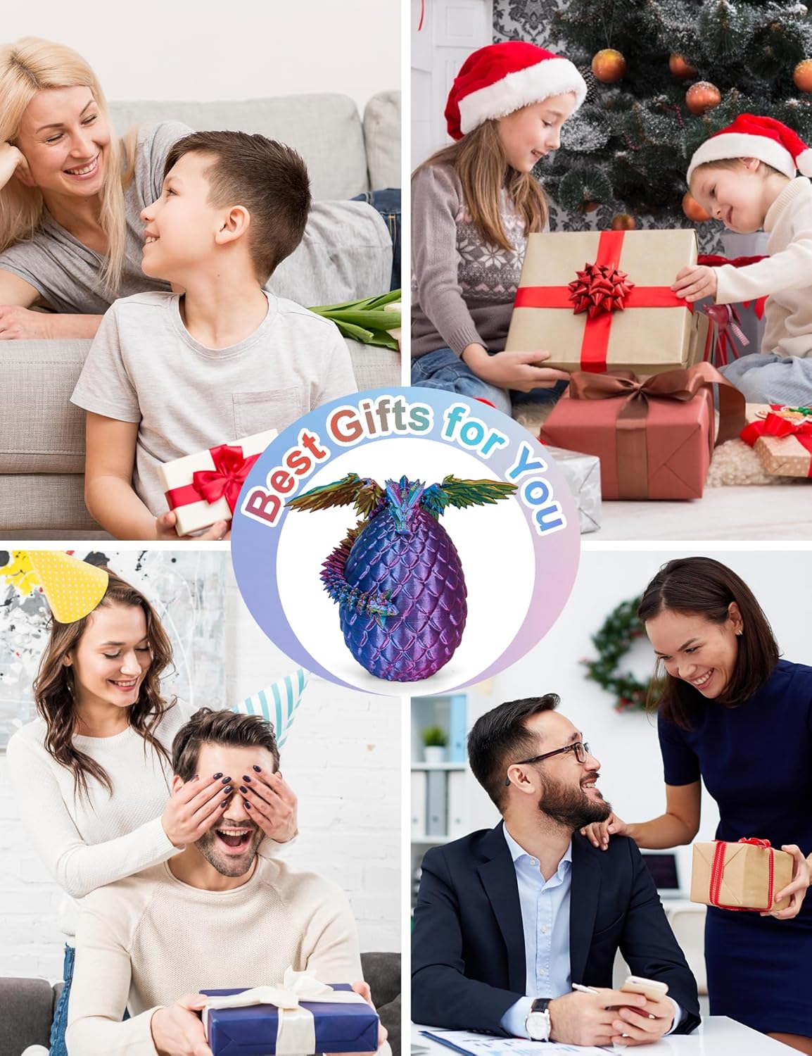 Cessfle 【2025 Updated 3D Printed Dragon Egg, Articulated Crystal 3D Printed Dragons with Wings, Cool Unique Birthday Gifts for Boys Kid Teen Adult, Dinosaur Eggs Fidget Toy