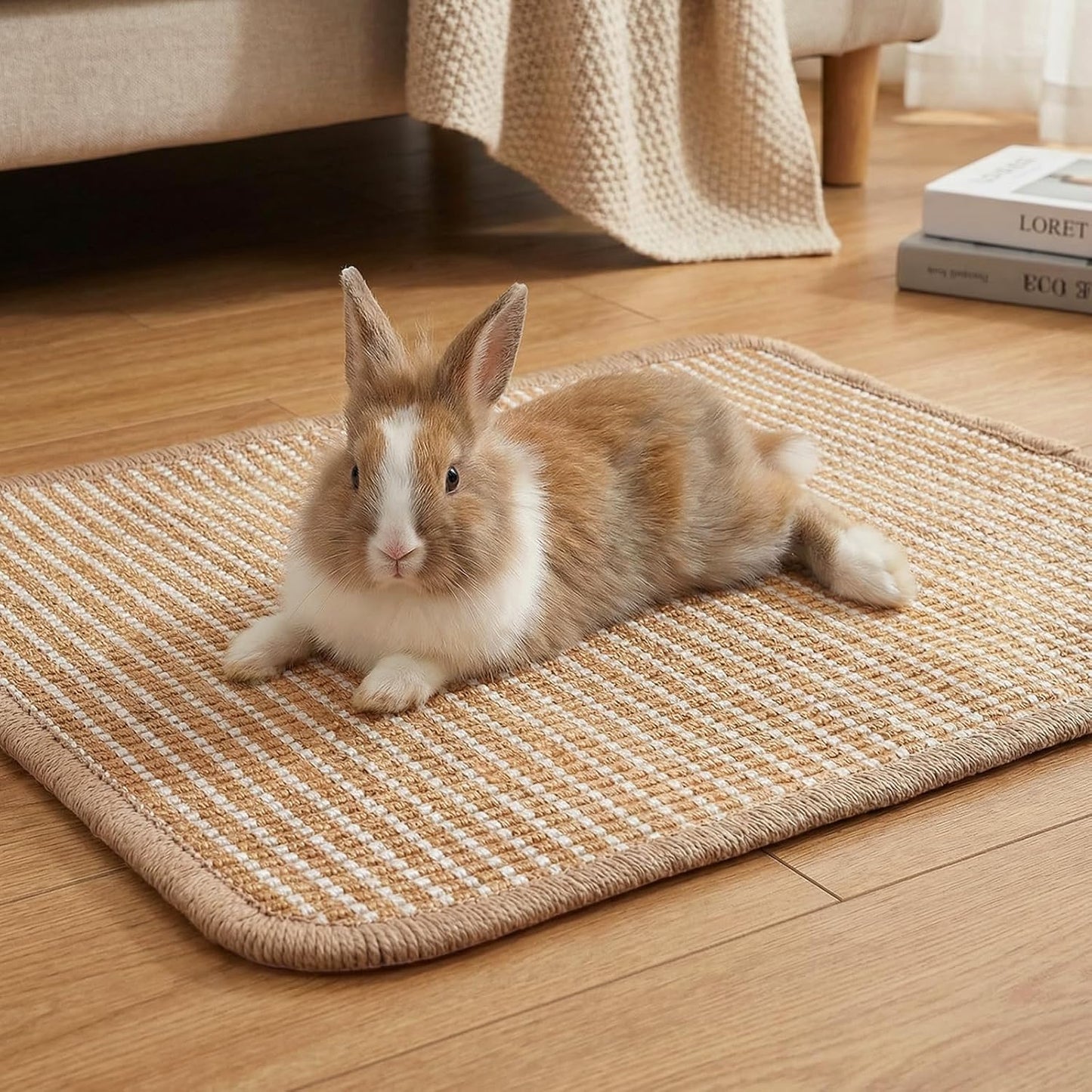 1PCS Rabbit Scratching Pad, 15.75x11.81 Inch Natural Sisal Bunny Scratch Pad, Rabbit Mat Claws and Teeth Care for Pet Small Animal Cage Chewing Bedding Biting Sleeping Nesting Toys (Brown)