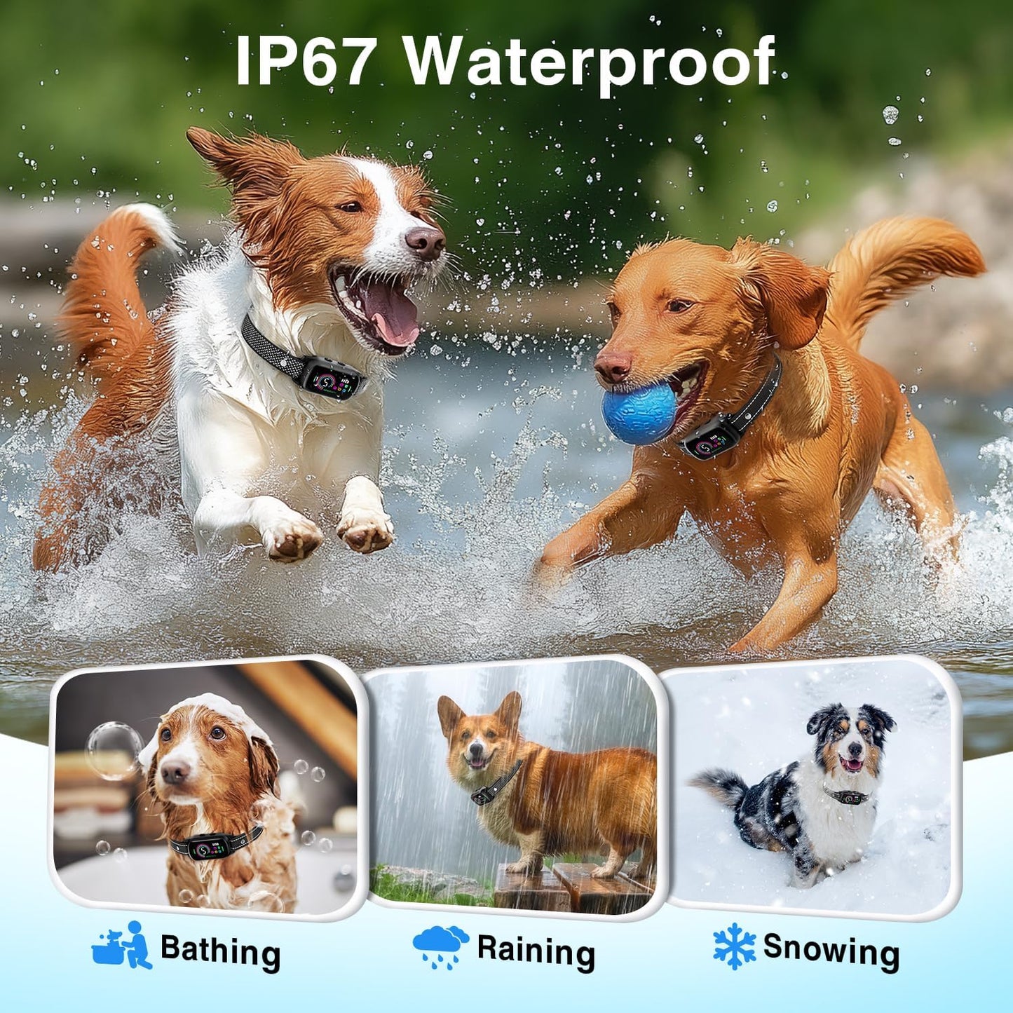 2 Pack Bark Collar, Rechargeable Dog Bark Collar for Large Medium Small Dogs, Smart Training Collar with 5 Adjustable Sensitivity Beep Vibration Harmless Shock, Anti Barking Device for Dogs