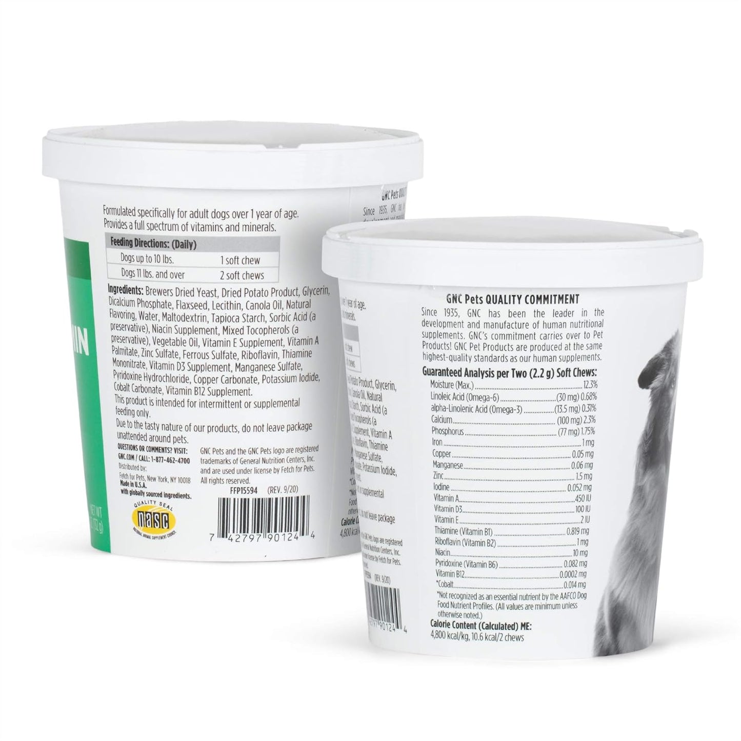 GNC Pets Essentials Dog Multivitamin Soft Chews, Salmon Oil Dog Supplement in Bacon Flavor, Immune Booster and Skin and Coat Support Chewable with Vitamins & Minerals, 60 Count